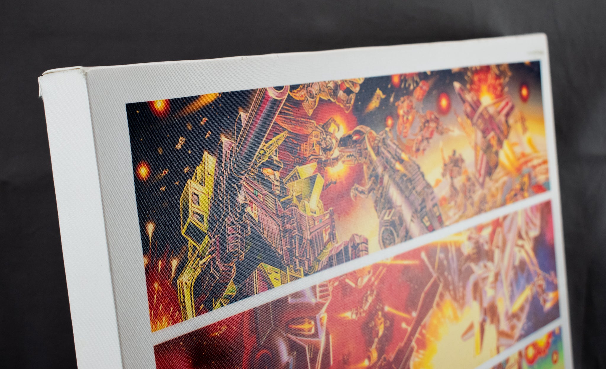 Transformers Comic Art Canvas Print Framed White 30x19 USED