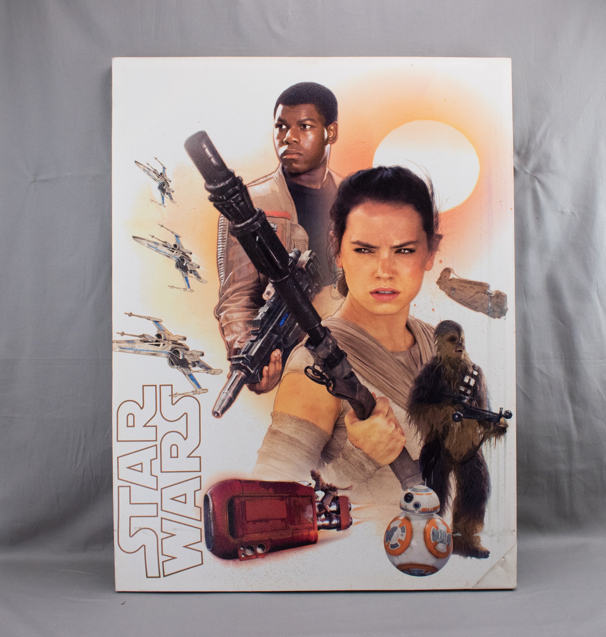 STAR WARS The Force Awakens Heroes Artwork on Canvas White Framed Used 12x16