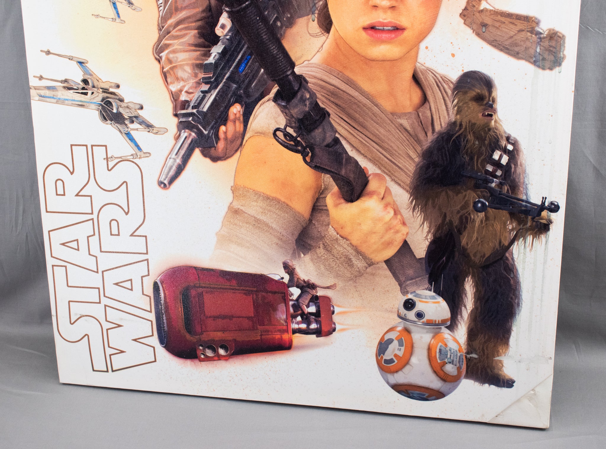 STAR WARS The Force Awakens Heroes Artwork on Canvas White Framed Used 12x16