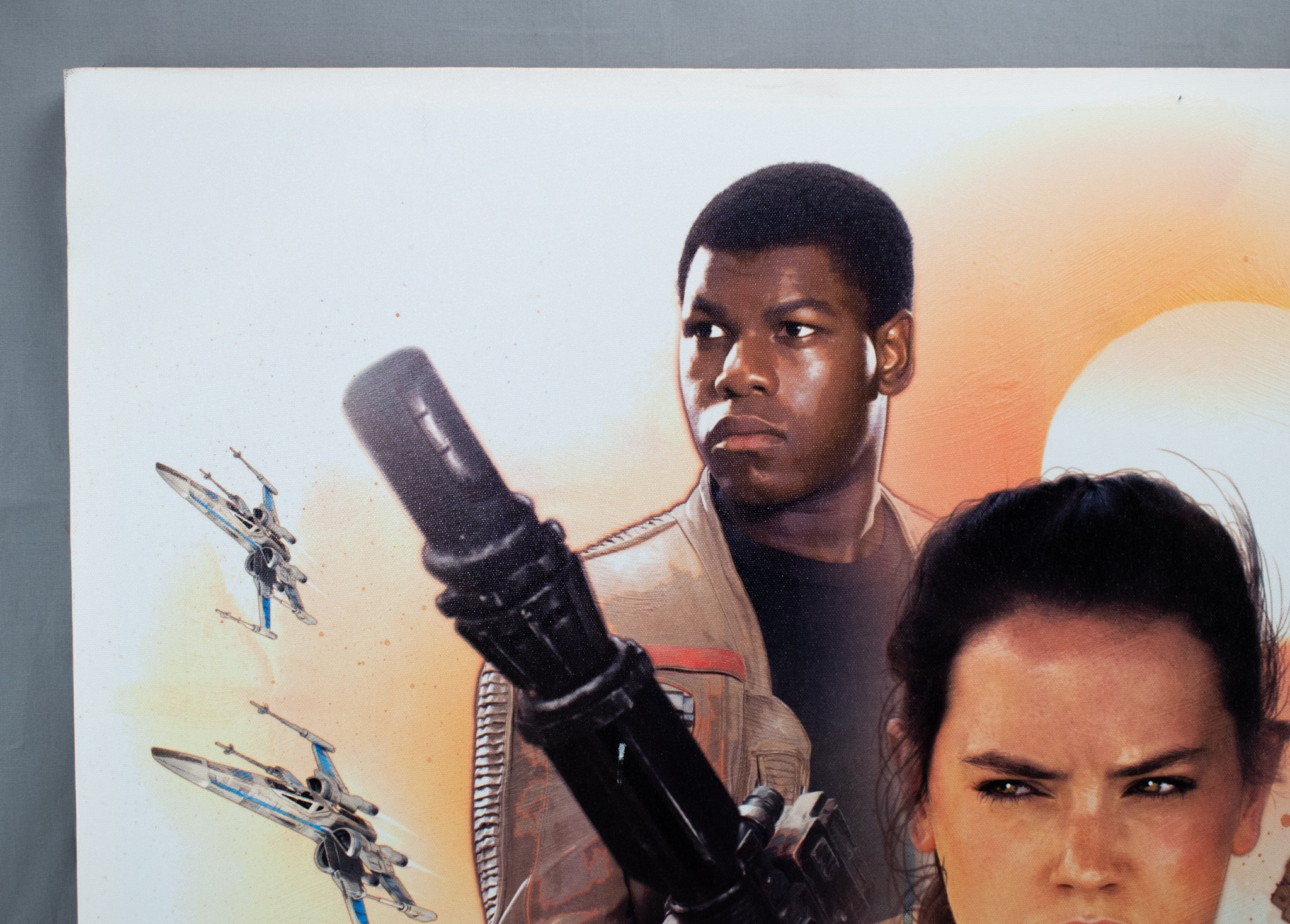 STAR WARS The Force Awakens Heroes Artwork on Canvas White Framed Used 12x16