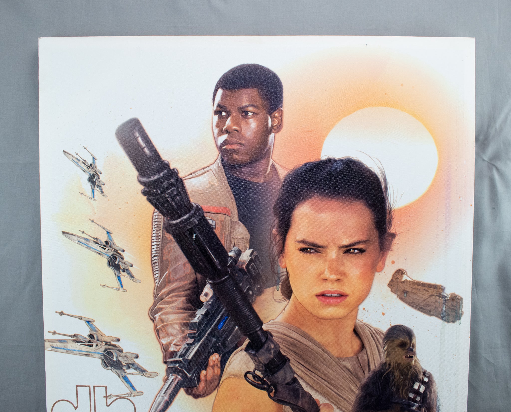 STAR WARS The Force Awakens Heroes Artwork on Canvas White Framed Used 12x16