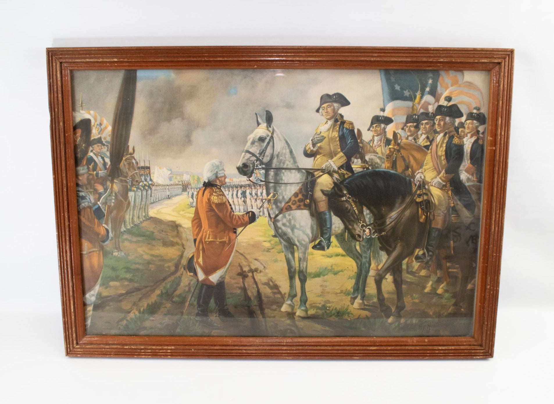 Cornwallis Surrenders to Washington at Yorktown by Hy Hintermeister 1897-1972 Framed
