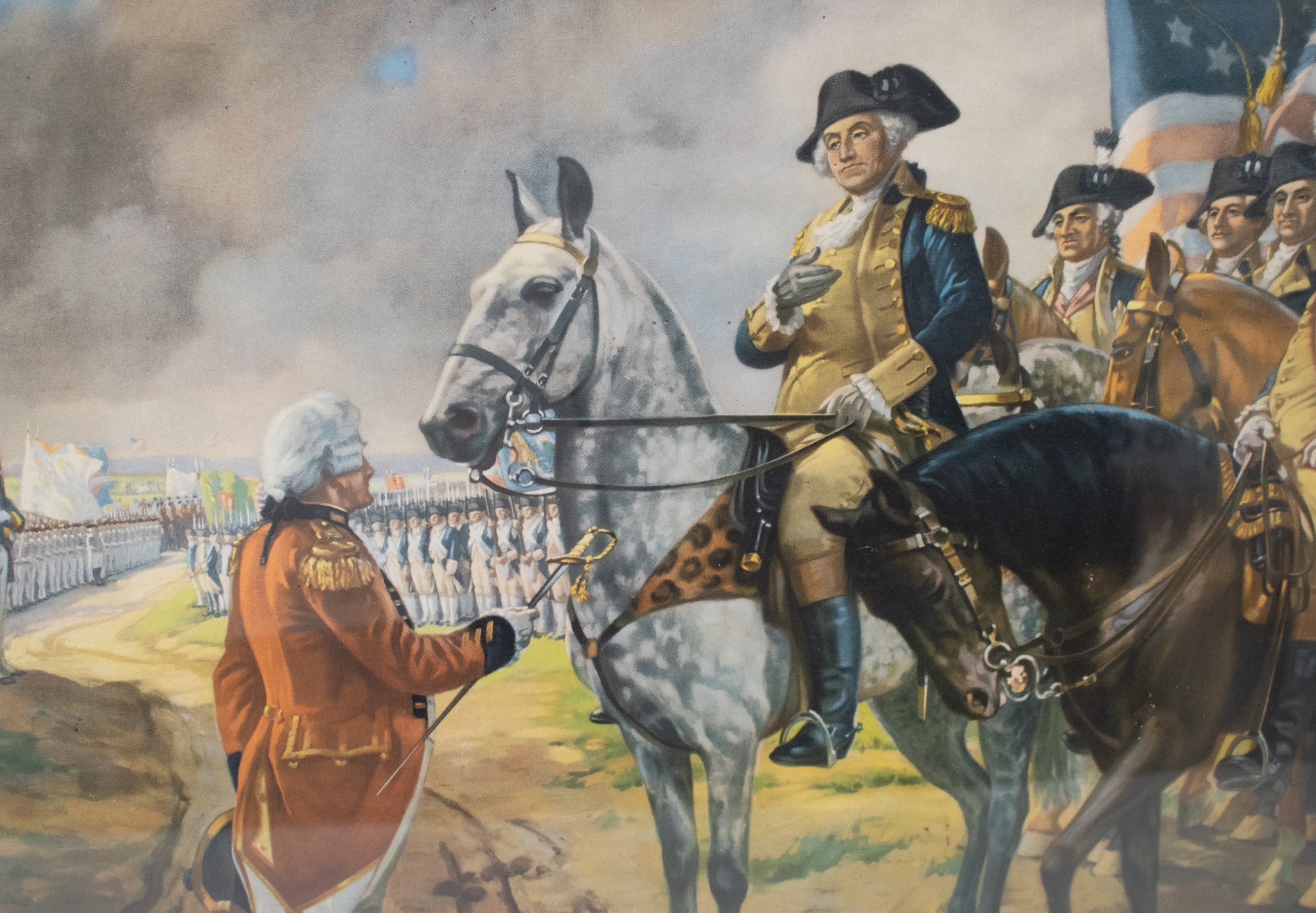 Cornwallis Surrenders to Washington at Yorktown by Hy Hintermeister 1897-1972 Framed