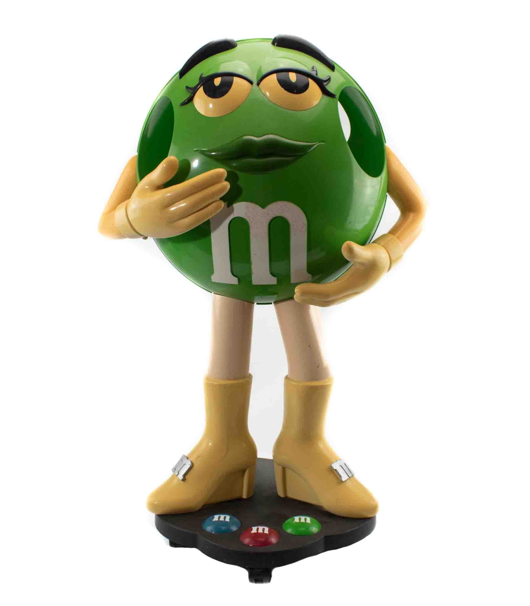M&M Statue Standing Candy Holder Green on Rolling Wheels 38x26 Used