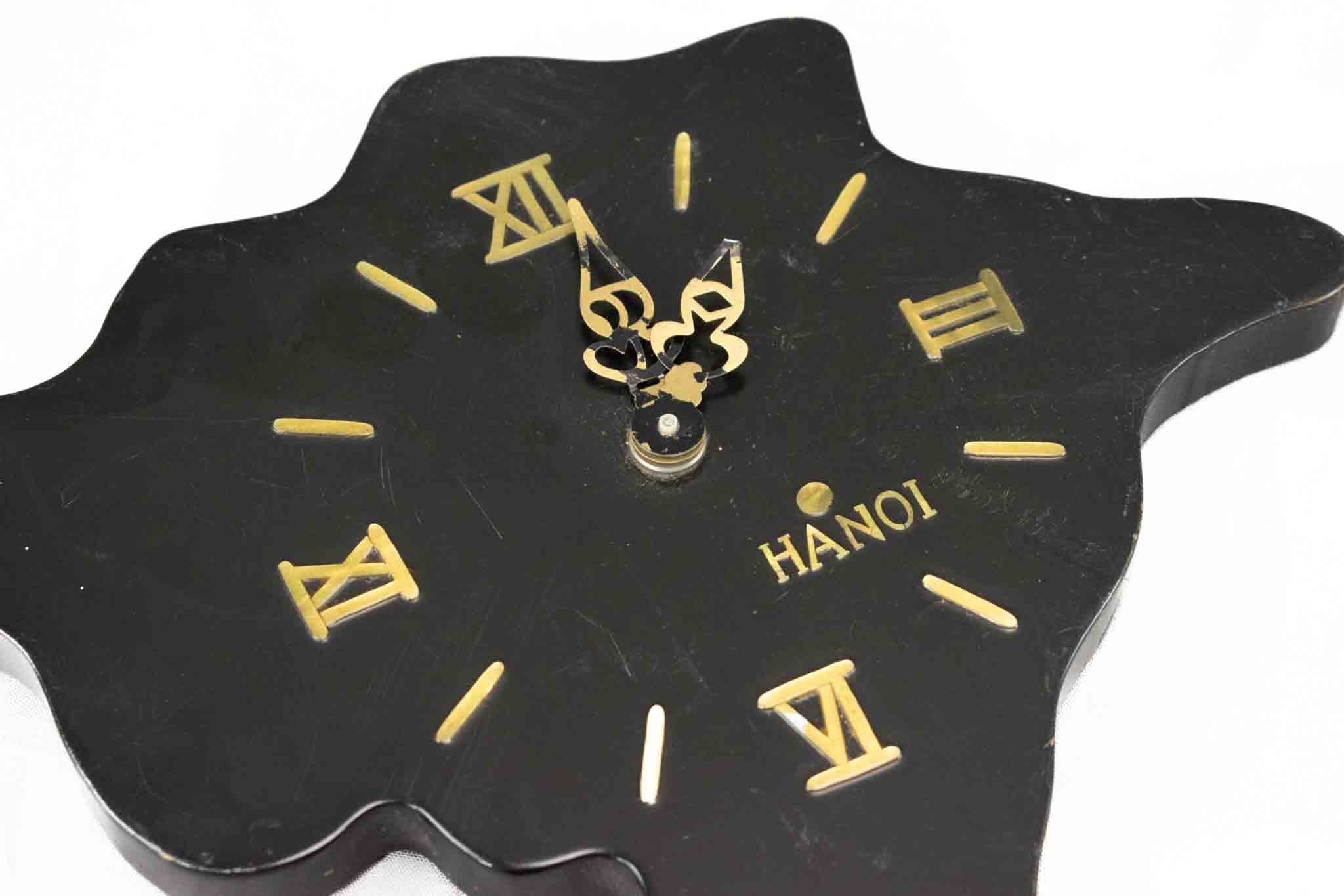 Vintage Asian Clock Hanoi Hue Saigon Clock Black 27in Used Black and Gold