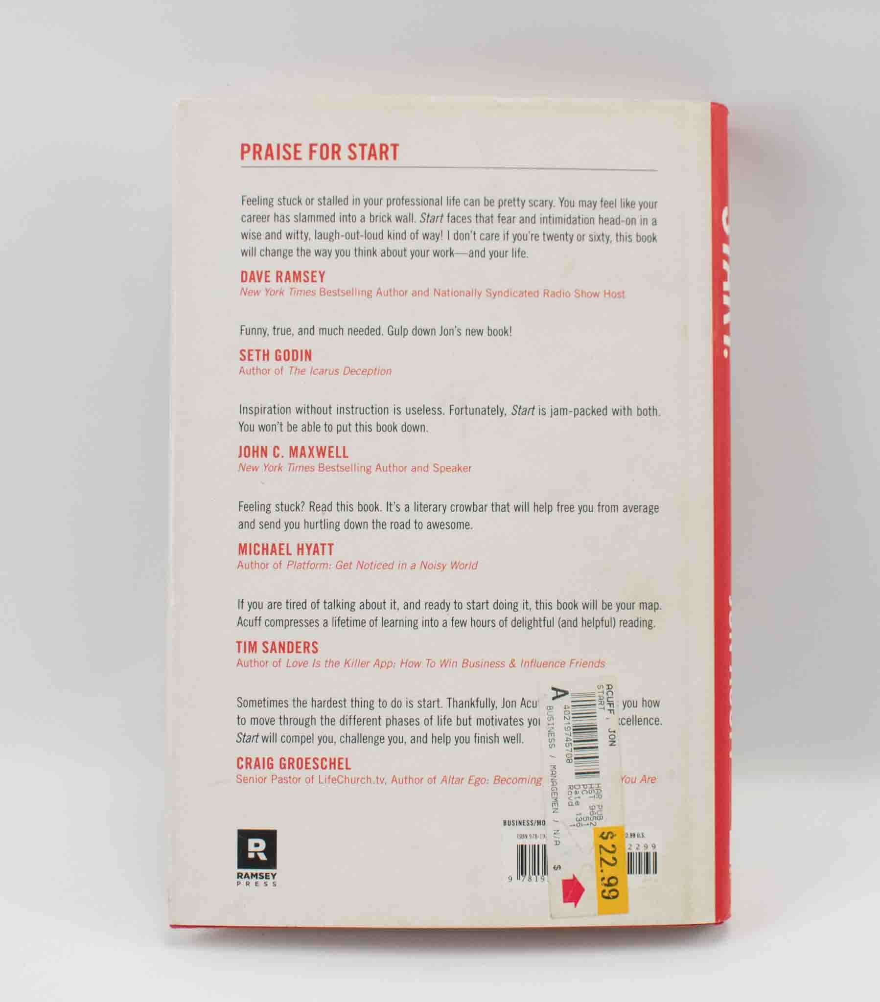 Start Jon Acuff Hard Cover 2013 Punch Fear in the Face NY Best Seller