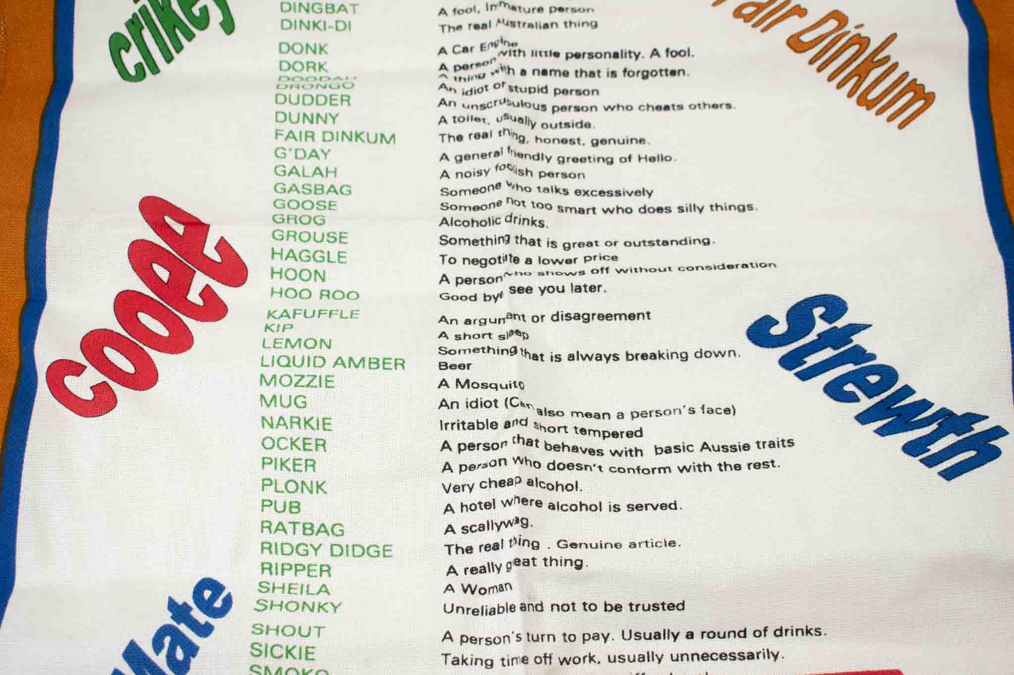 Australian Best of Aussie Slang All Gifts Souvenirs Banner Australian 19x30in