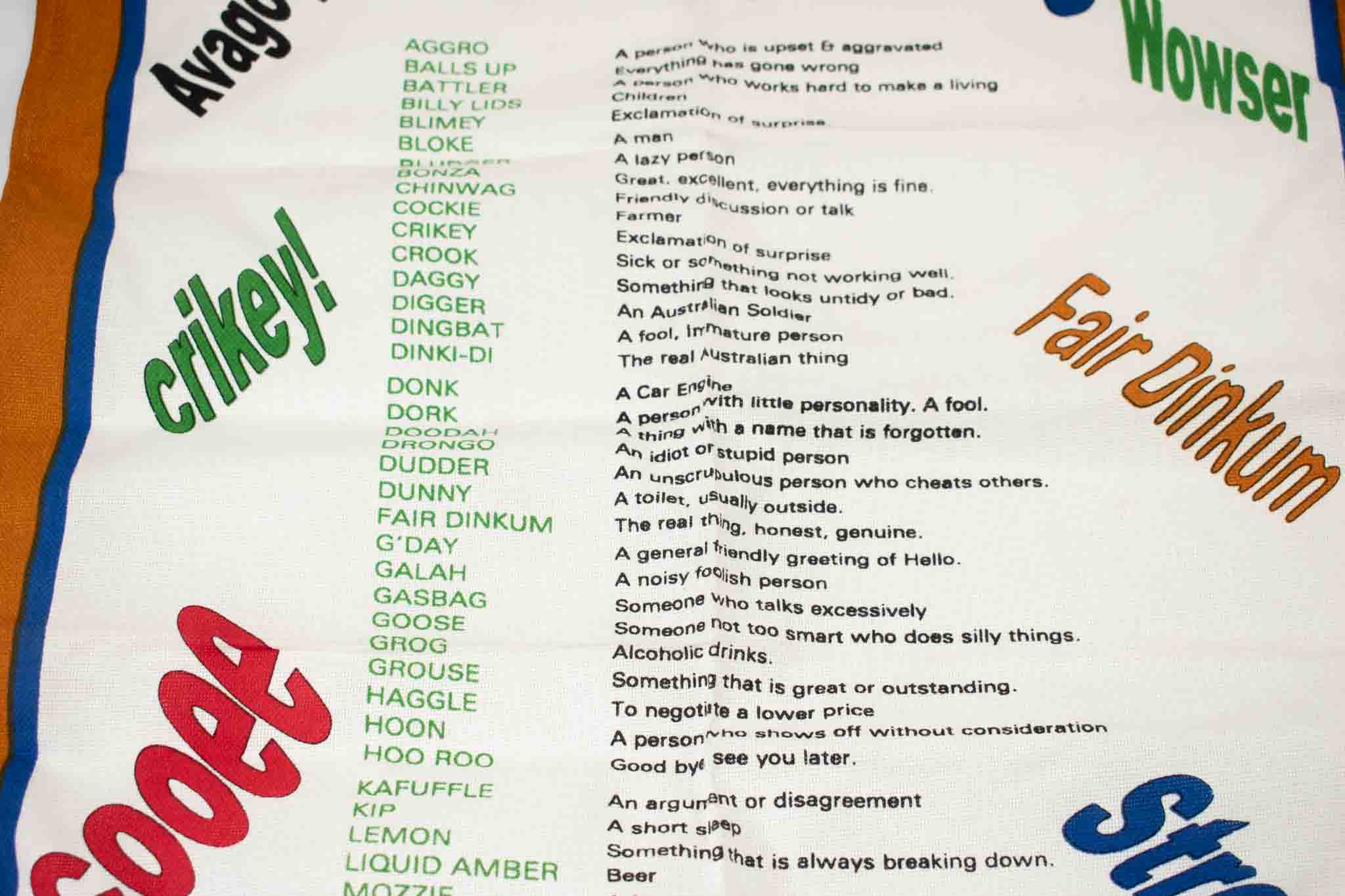Australian Best of Aussie Slang All Gifts Souvenirs Banner Australian 19x30in