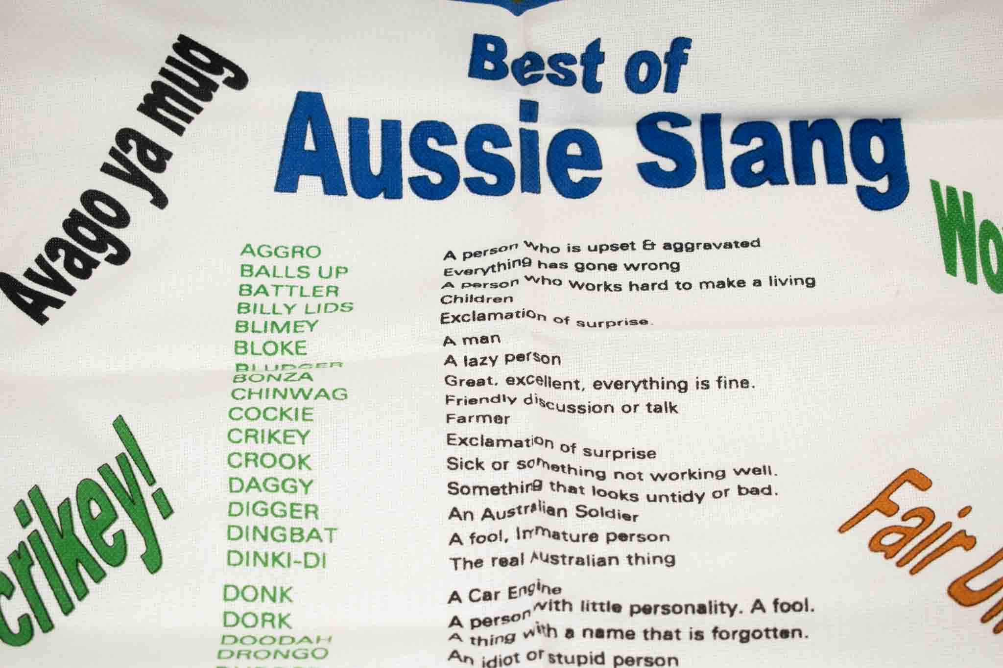 Australian Best of Aussie Slang All Gifts Souvenirs Banner Australian 19x30in