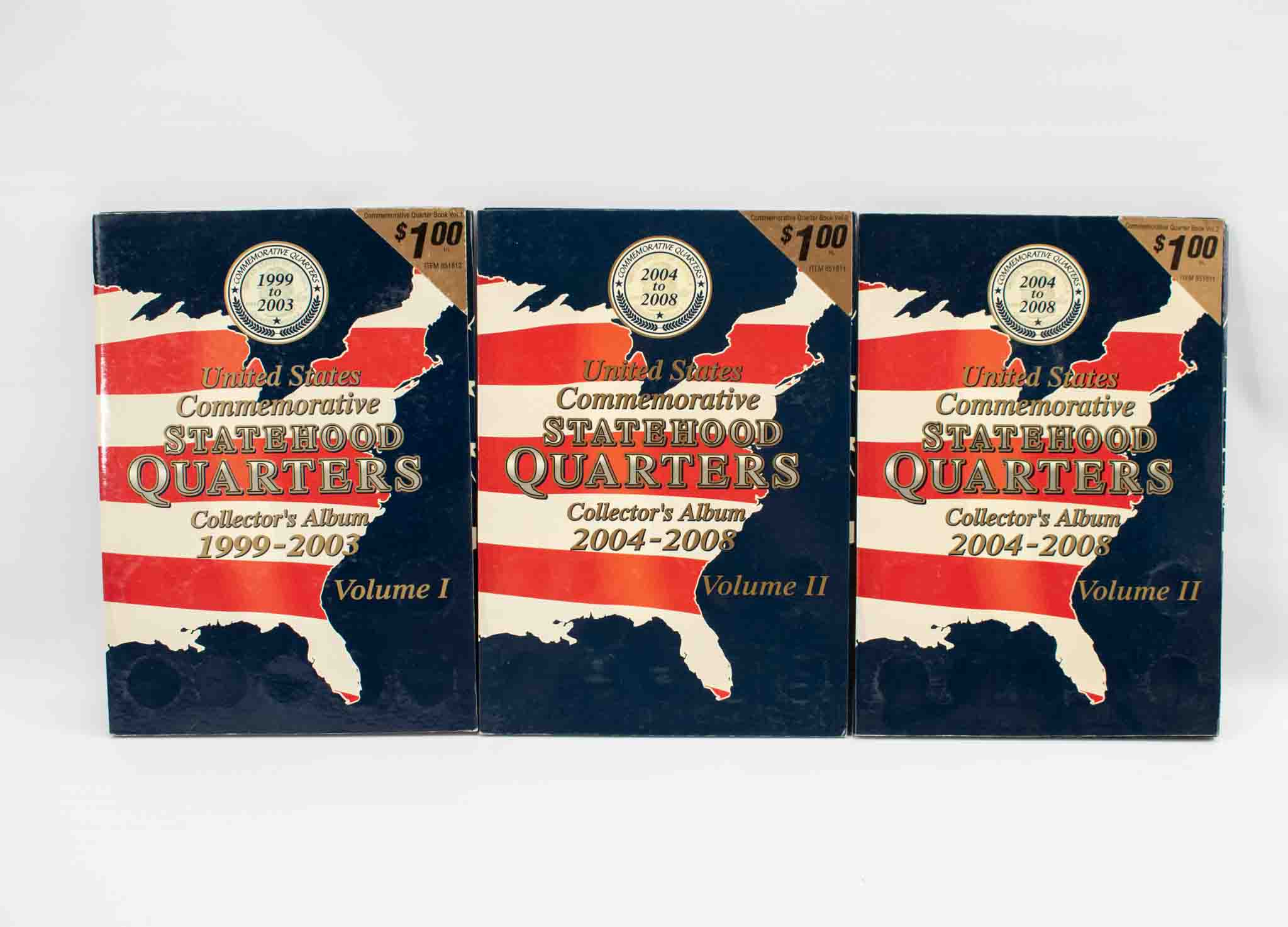 United States Commemorative Statehood Quarters 1999-2008 Volume 1 & 2 Albums x3 Used