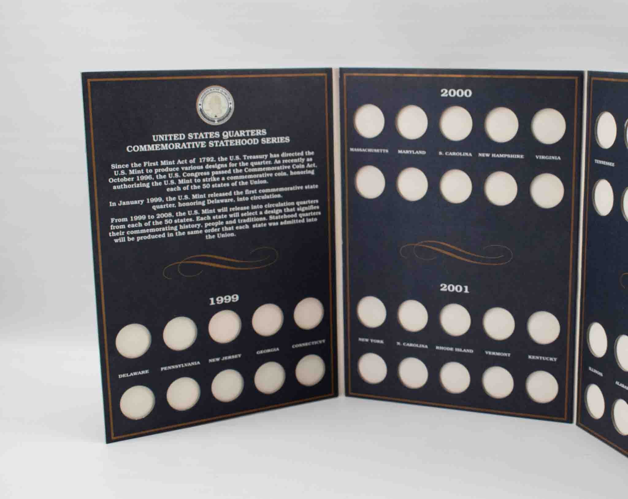 United States Commemorative Statehood Quarters 1999-2008 Volume 1 & 2 Albums x3 Used