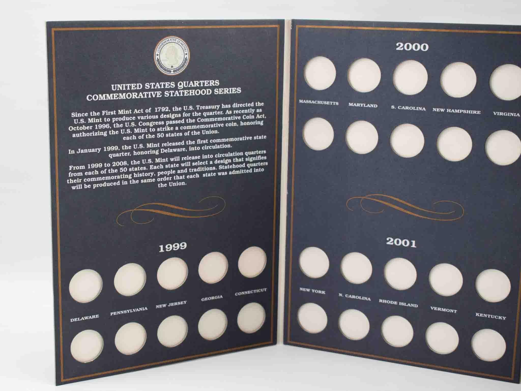United States Commemorative Statehood Quarters 1999-2008 Volume 1 & 2 Albums x3 Used