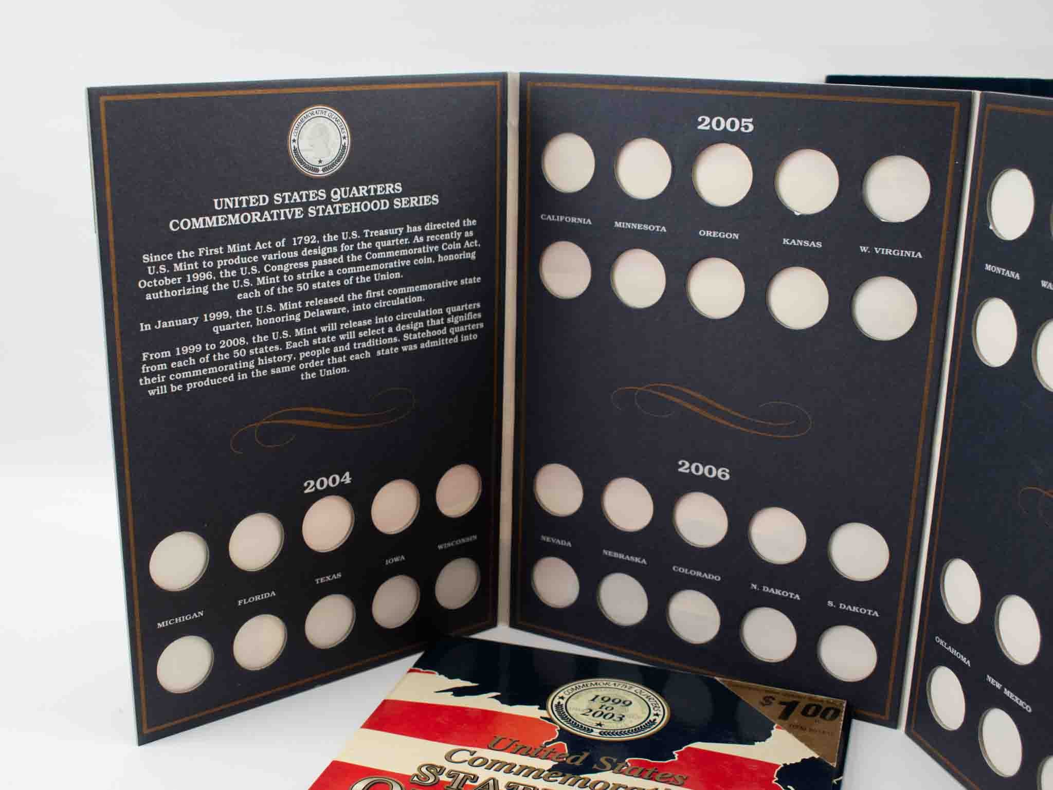 United States Commemorative Statehood Quarters 1999-2008 Volume 1 & 2 Albums x3 Used