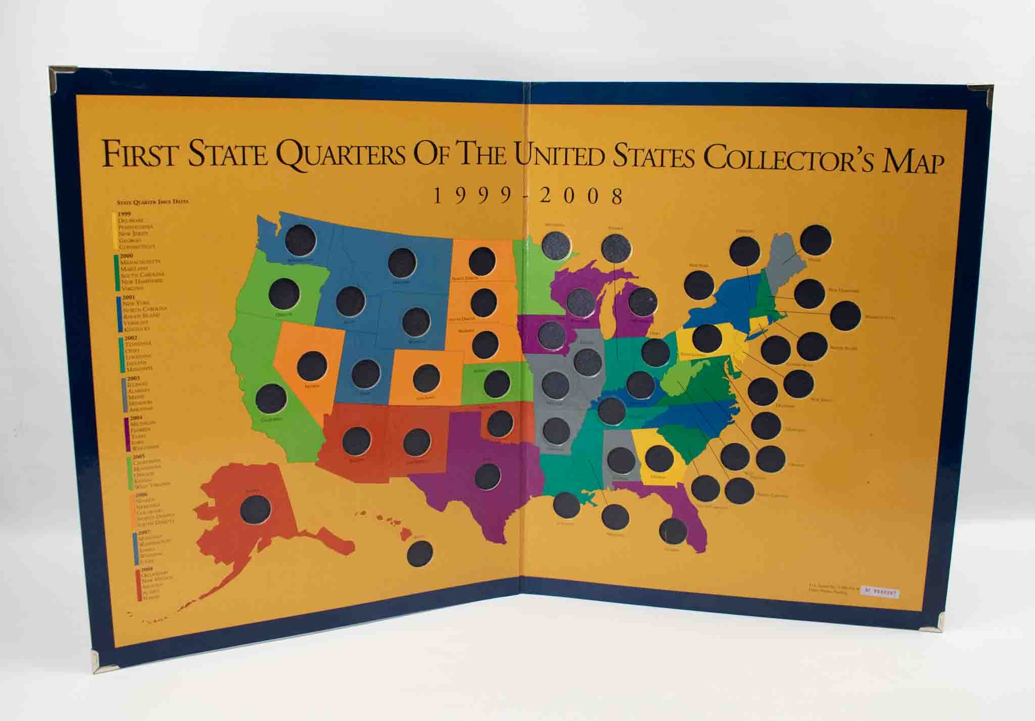 United States Commemorative Statehood Quarters 1999-2008 Map Used With COA