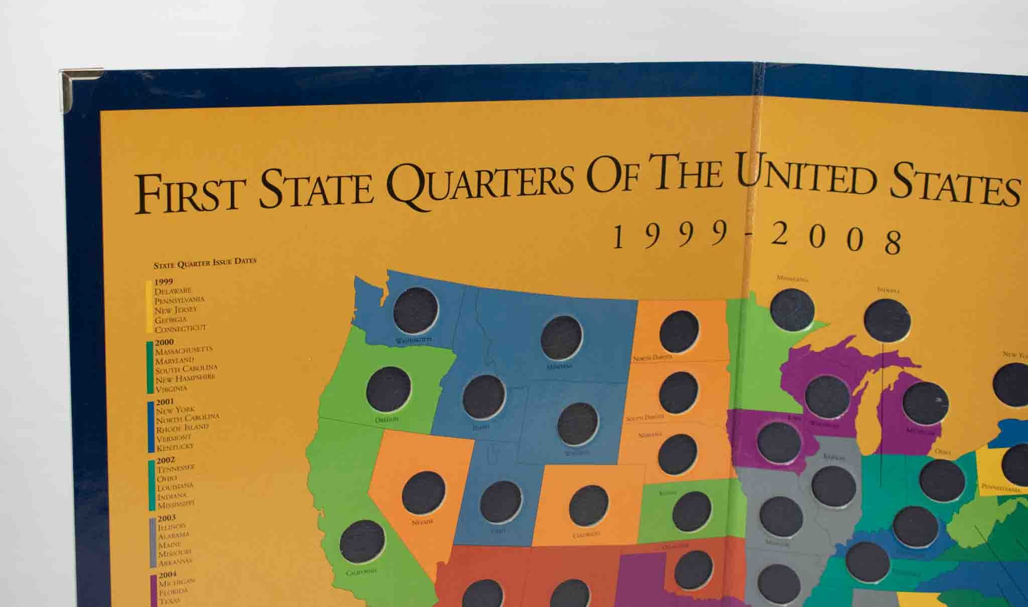 United States Commemorative Statehood Quarters 1999-2008 Map Used With COA