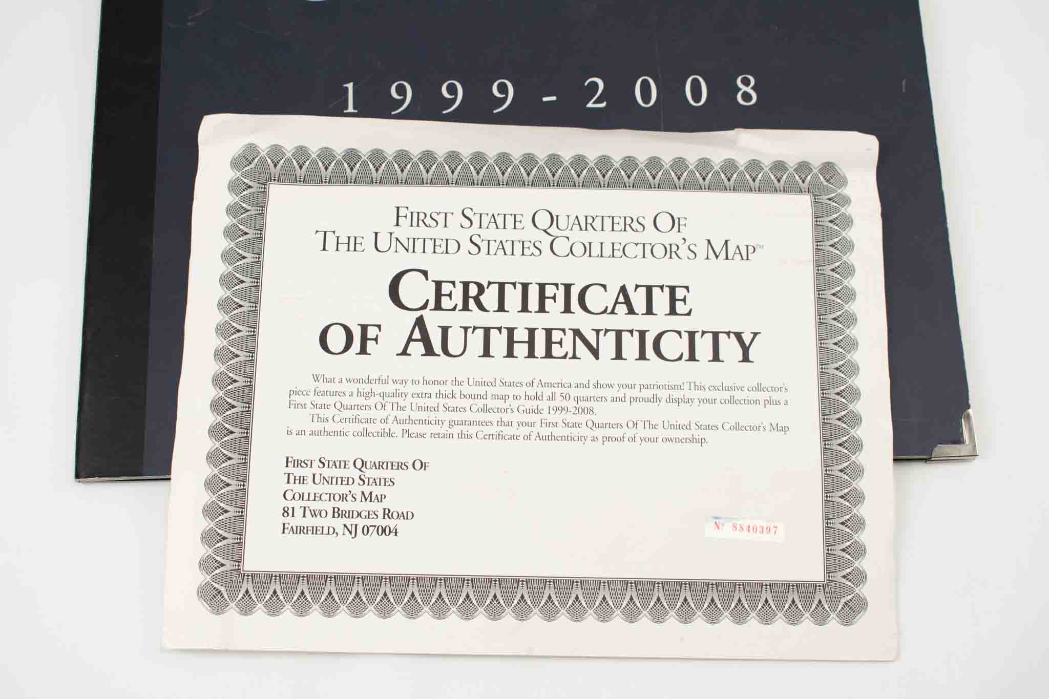 United States Commemorative Statehood Quarters 1999-2008 Map Used With COA