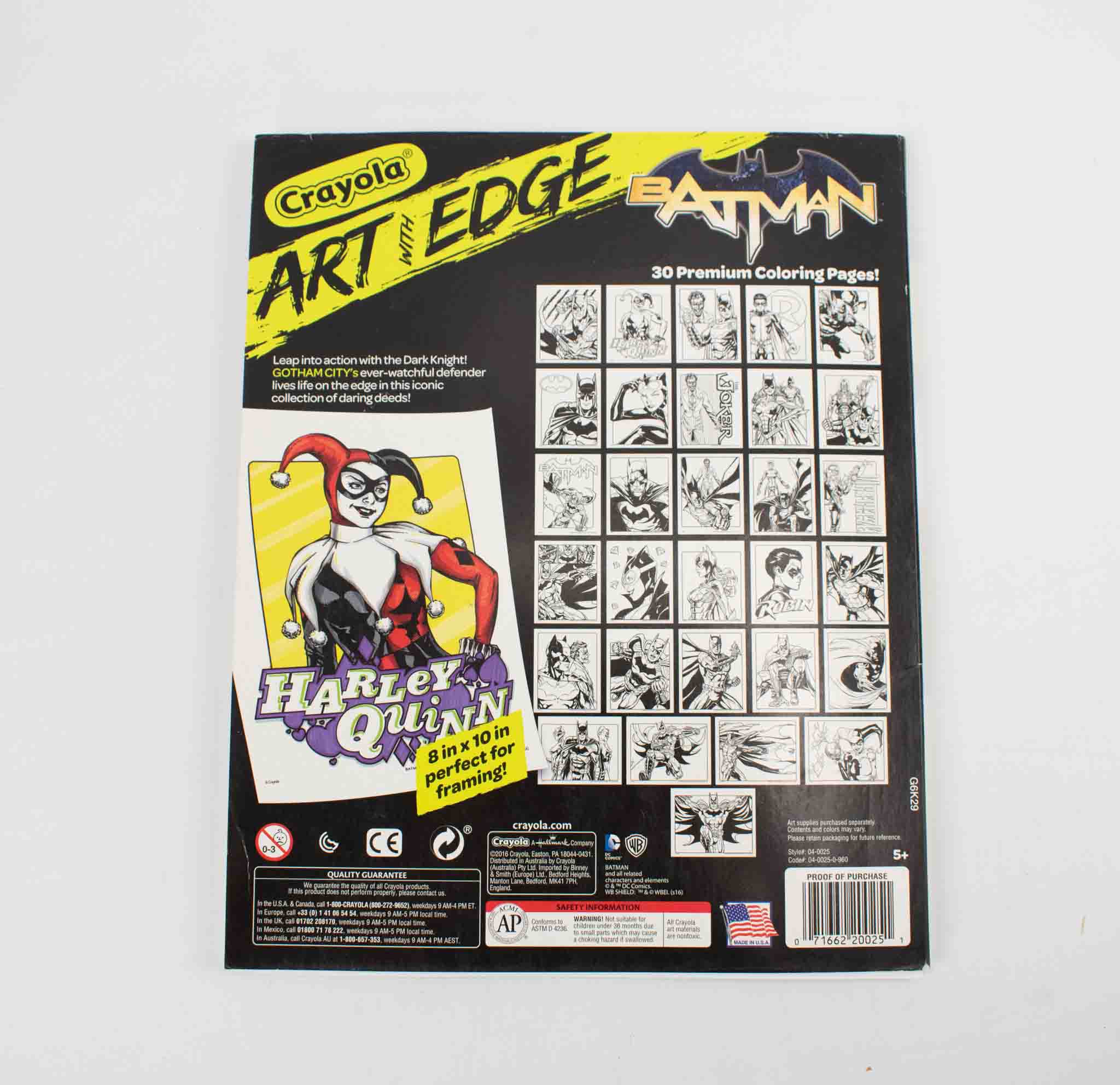 Crayola Art with Edge Batman Harley Quinn DC Comics Coloring Book and Pages Used