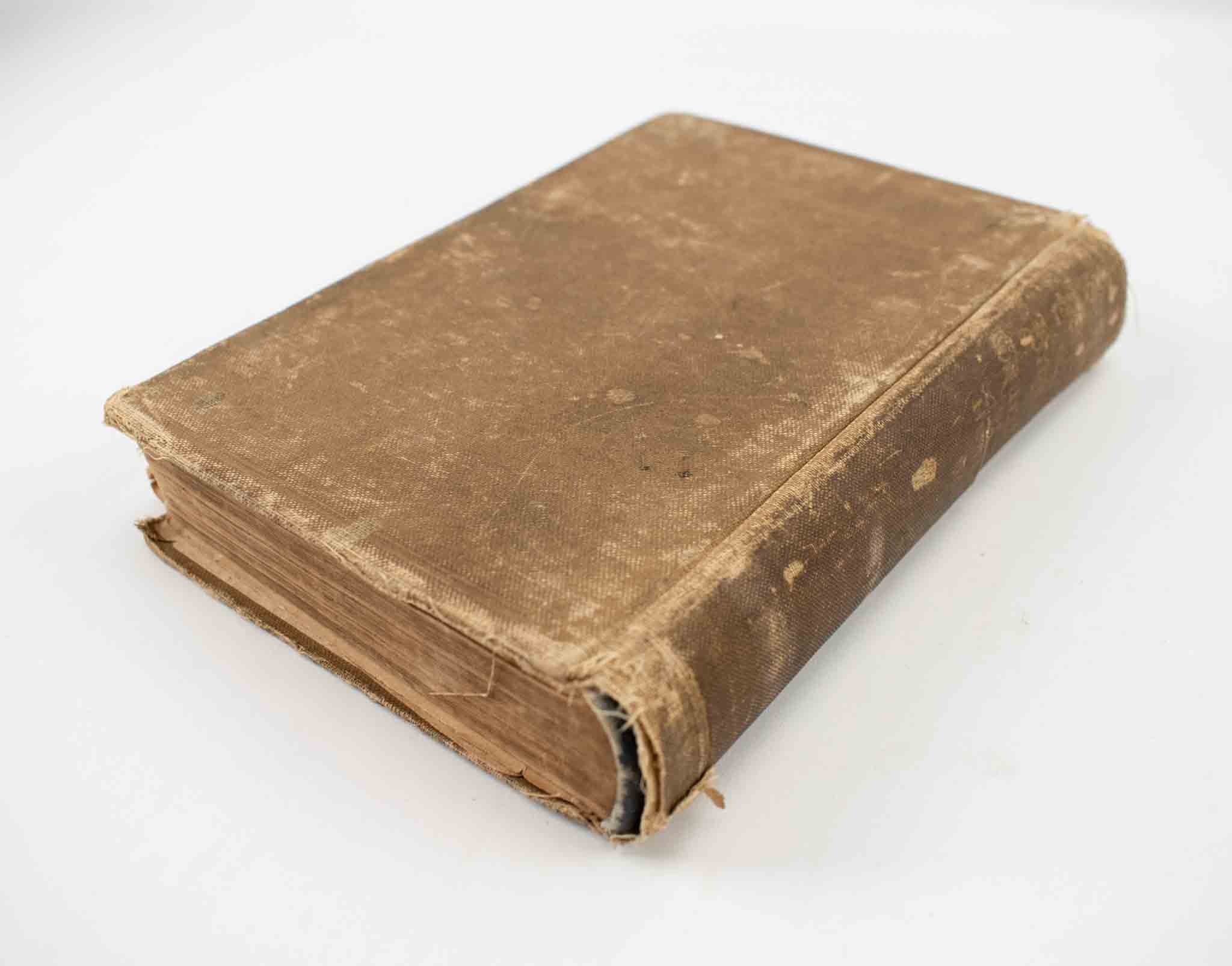 Old Bible Hardcover Bible 1902 Vintage Torn Damaged Brown Christianity Bible Book