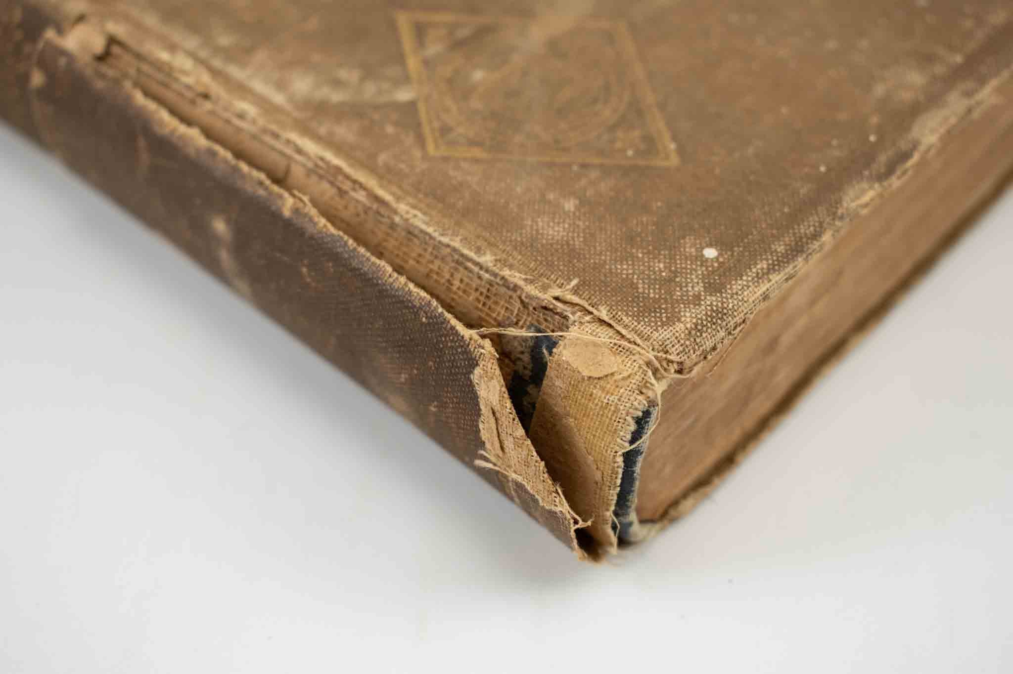 Old Bible Hardcover Bible 1902 Vintage Torn Damaged Brown Christianity Bible Book