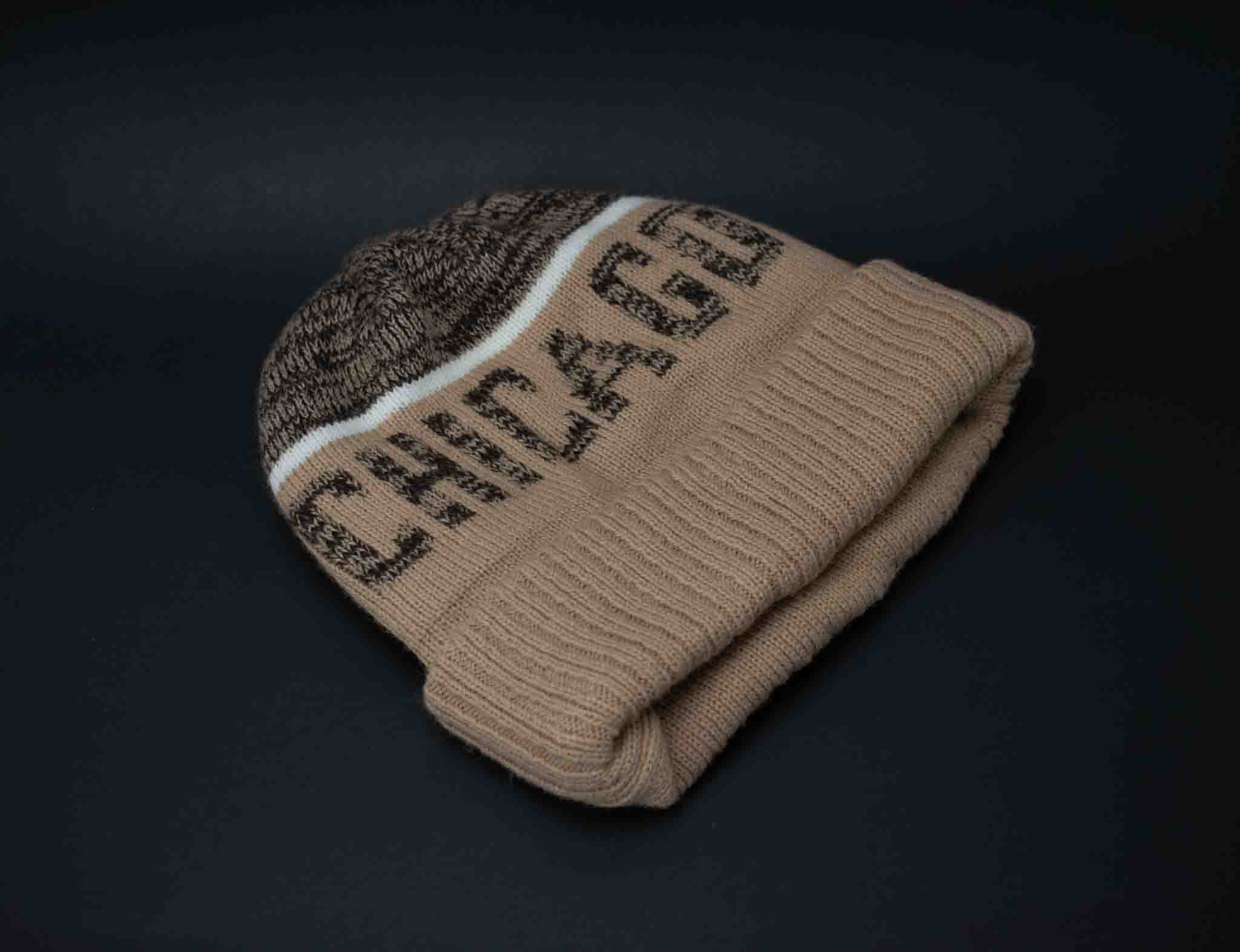 Chicago City Beanie Adult Tan Chicago Flag Used Mens