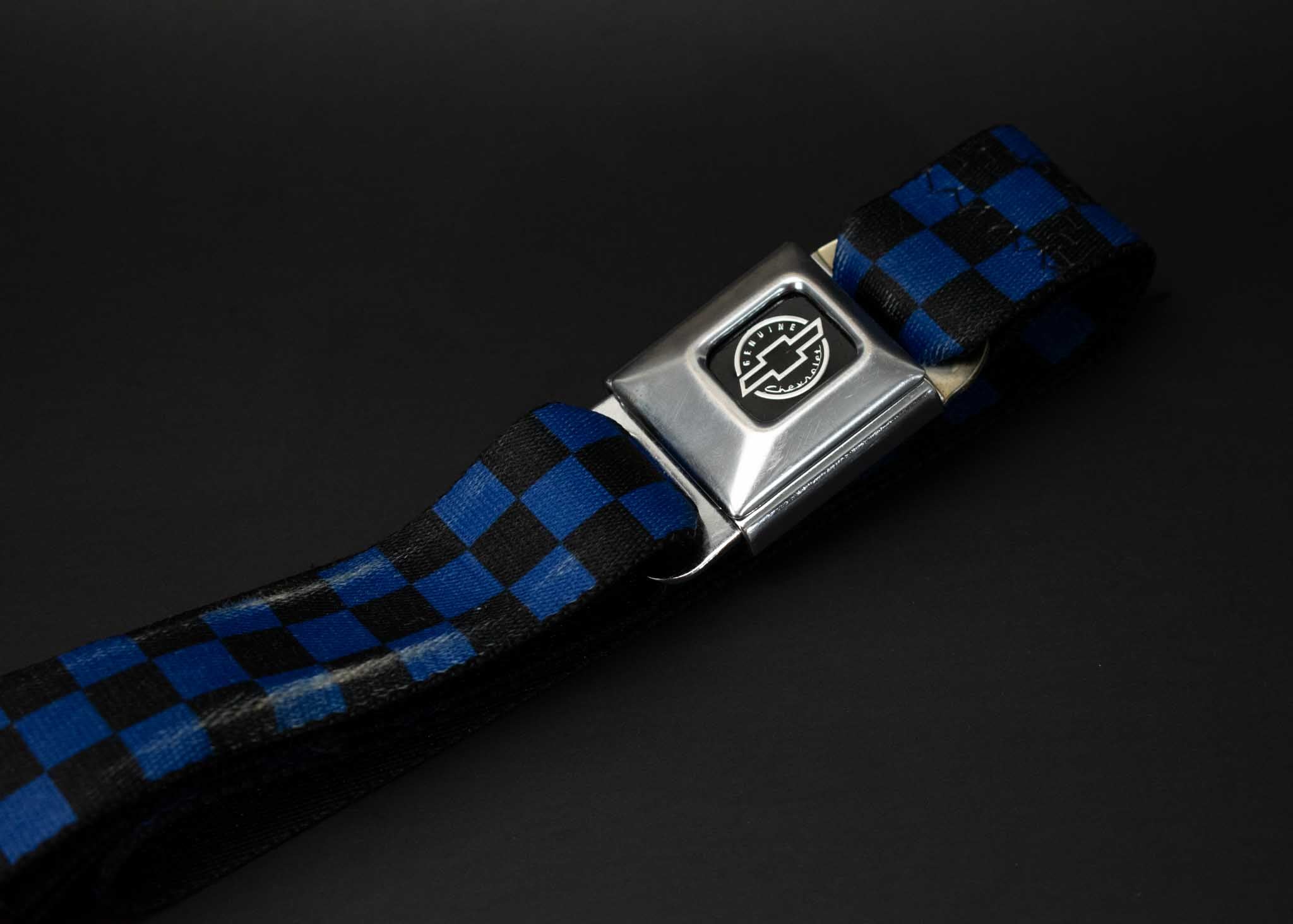 Buckle Down Chevy Black Blue Checkered Belt Buckle Belt Chevy Adjustable Belt Used