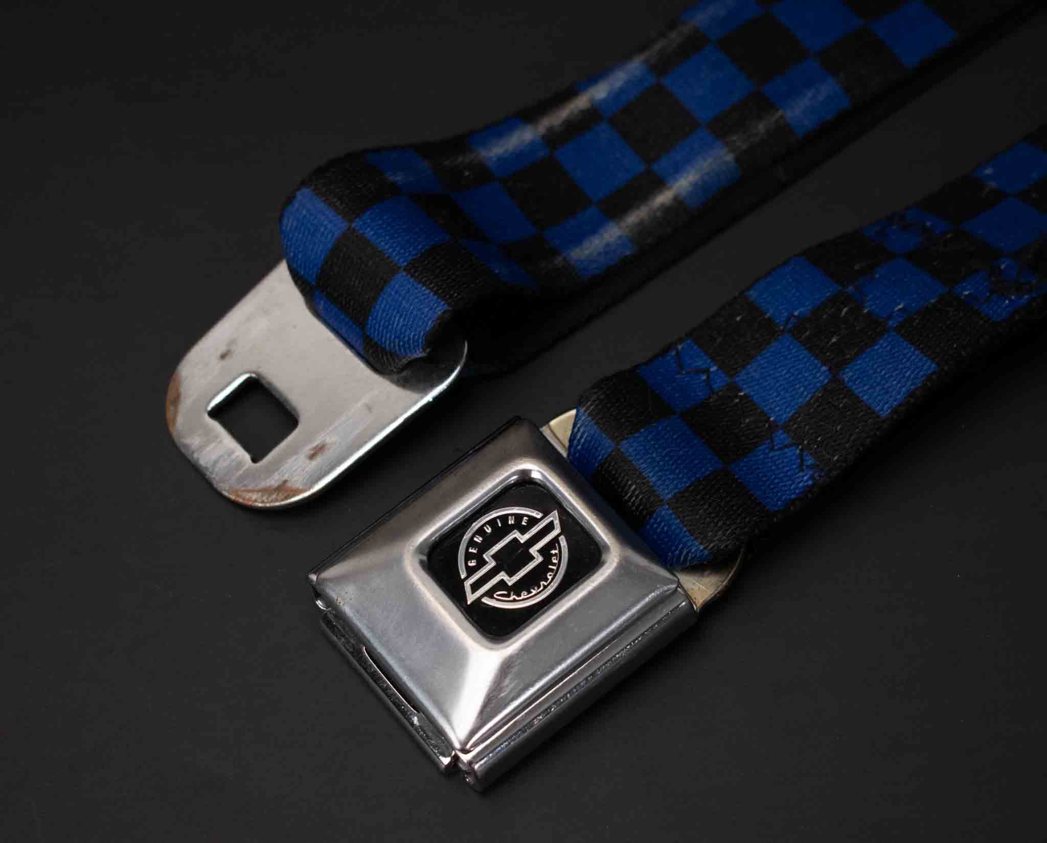Buckle Down Chevy Black Blue Checkered Belt Buckle Belt Chevy Adjustable Belt Used