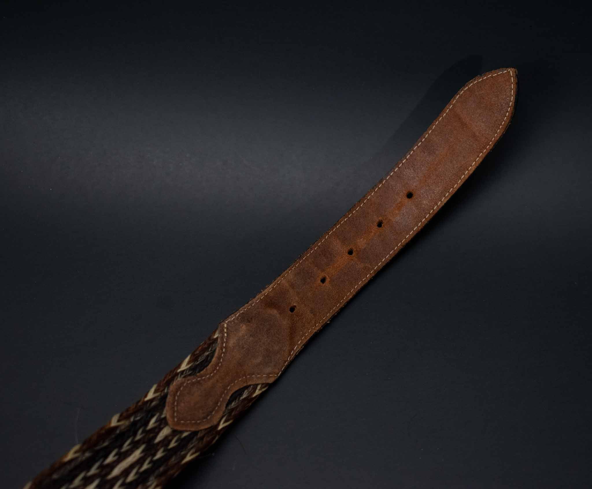 Leather Belt Hand Made No Buckle Brown Used Size 28 Belt