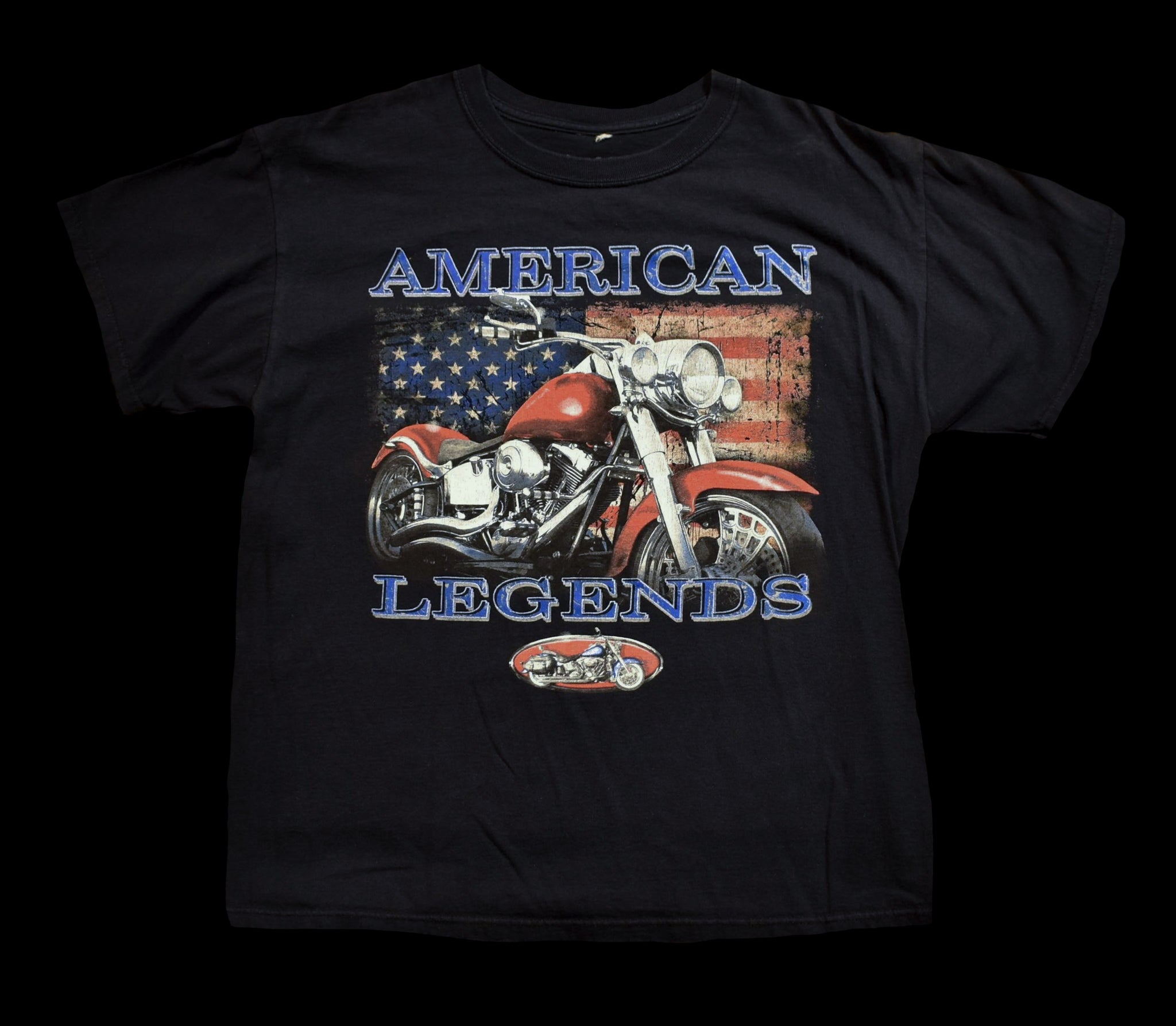 American Legends Motorcycle T-Shirt X-Large 18-20 Youth Kids Black Short Sleeve