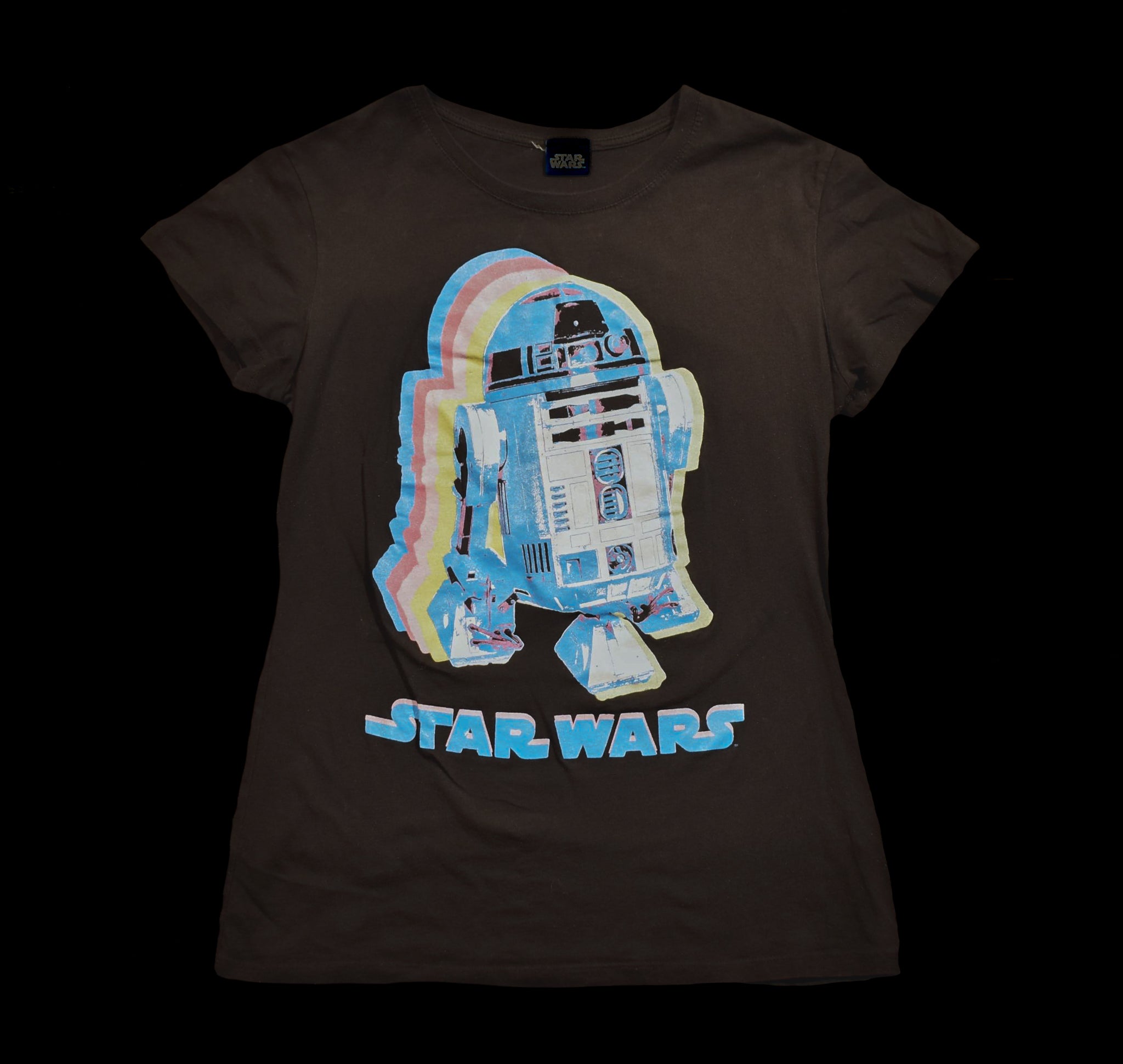 Star Wars T-Shirt Women Small R2-D2 Authentic Lucas Film Black Short Sleeve Shirt