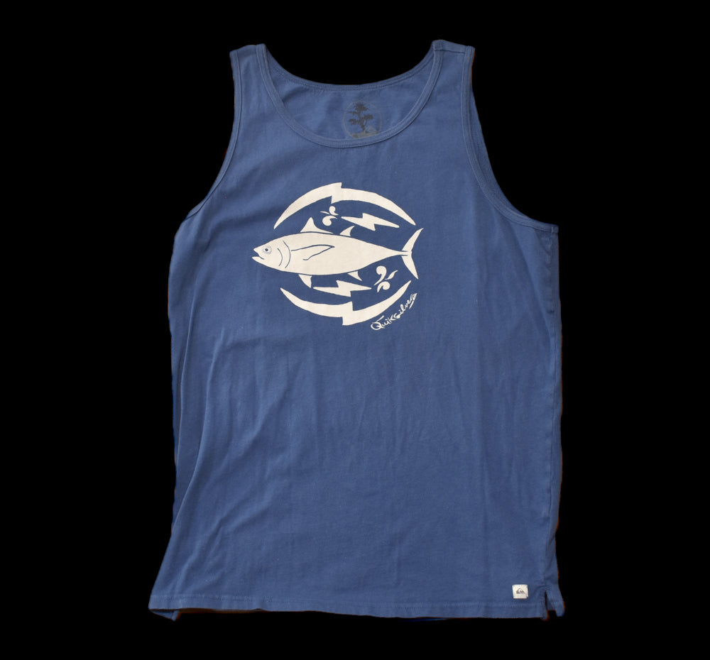 Quick Silver Tank Top X-Large Earth Tee Adult Cut Off Mens Blue
