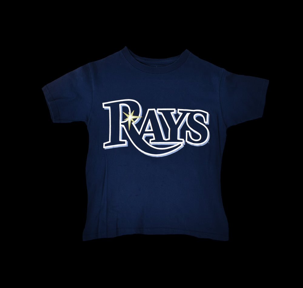 Rays Kids Small Majestic MLB Baseball t shirt blue