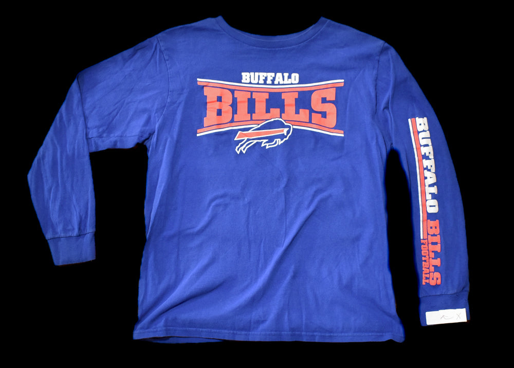Buffalo Bills Mens Long Sleeve T-Shirt Blue Large NFL Team Apparel Used