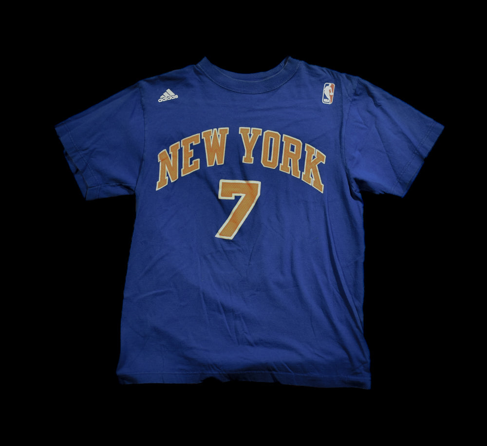 New York Nicks Adidas Medium NBA Basketball T-Shirt Blue Anthony 7 Used