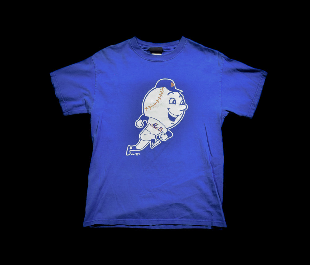 New York Mets MLB Baseball T-Shirt Majestic Medium Blue Used