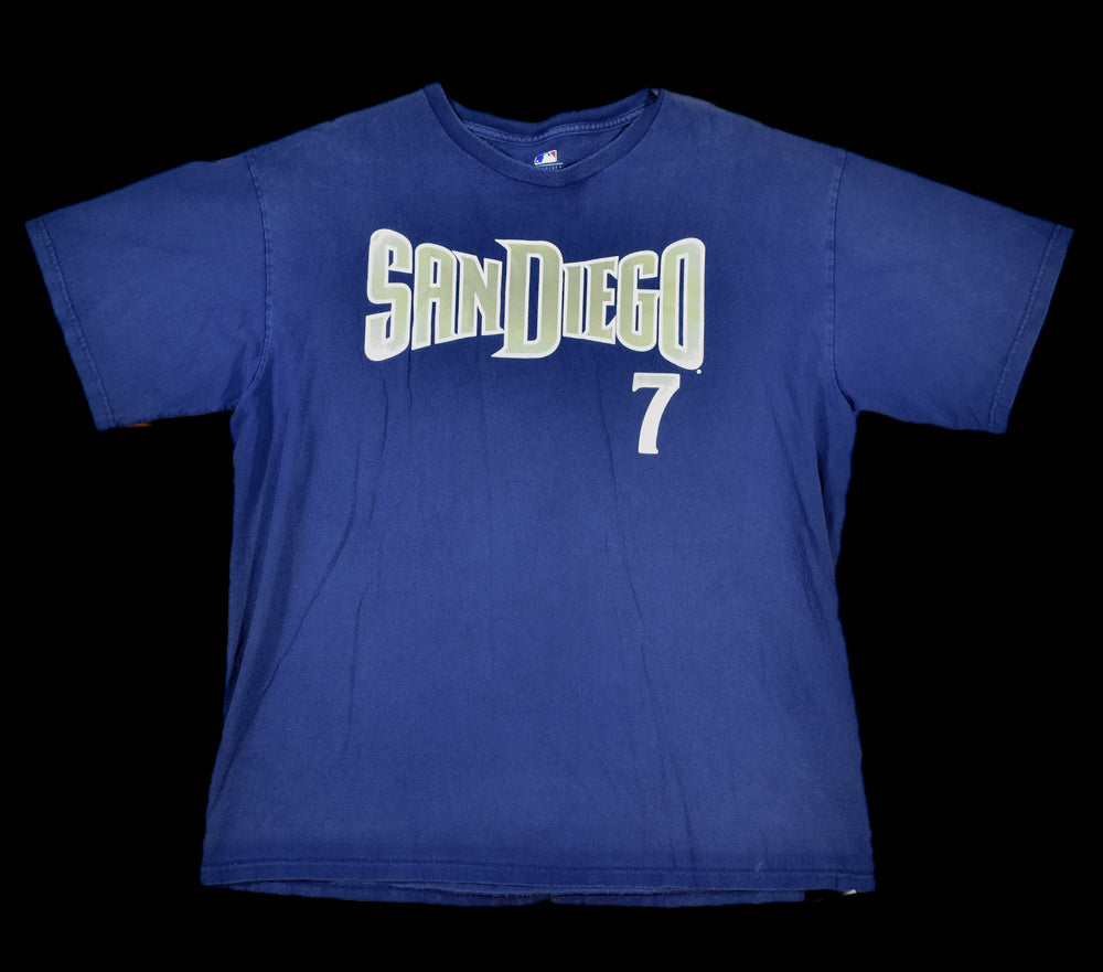 San Diego 7 Mens T-Shirt Used Blue Mens MLB T Shirt Headley 7 Baseball Shirt