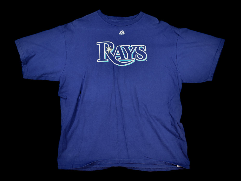 Rays Baseball Majestic Mens T-Shirt MLB Used Authentic Majestic Blue Tee