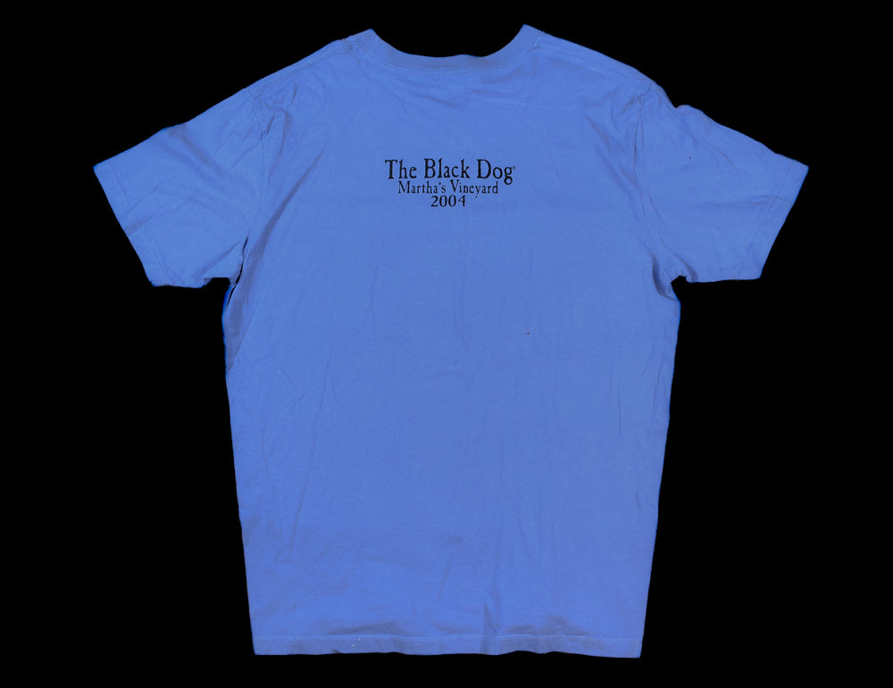 Large Mens Blue Dog Tee Shirt The Black Dog Vineyard 2004 Authentic Used
