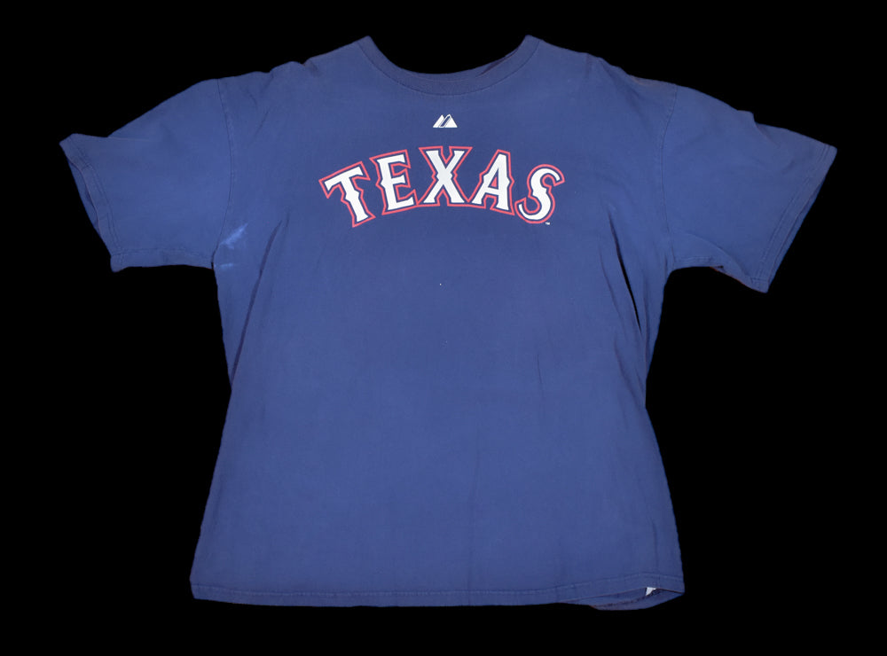 Texas Rangers Baseball T-Shirt Mens X-Large Adult MLB Majestic Hamilton 32 Vintage Used