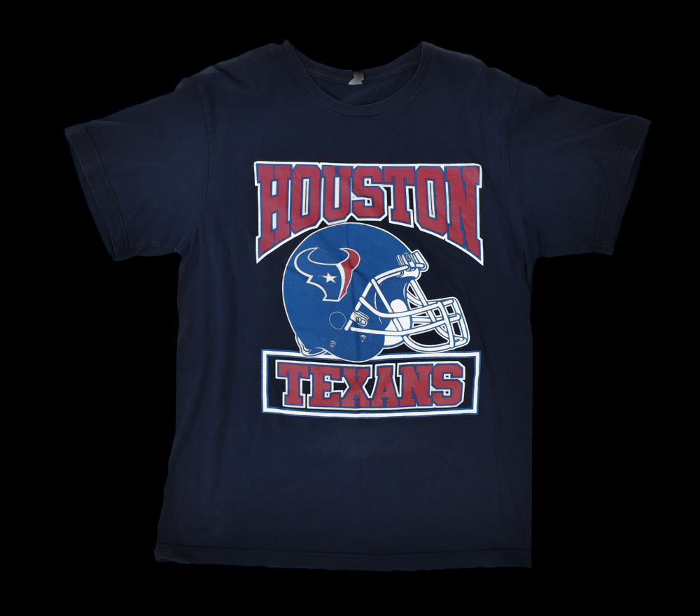 Houston Texans Vintage Football T-Shirt Large Vintage Faded Shoulders Adult Mens Blue NFL