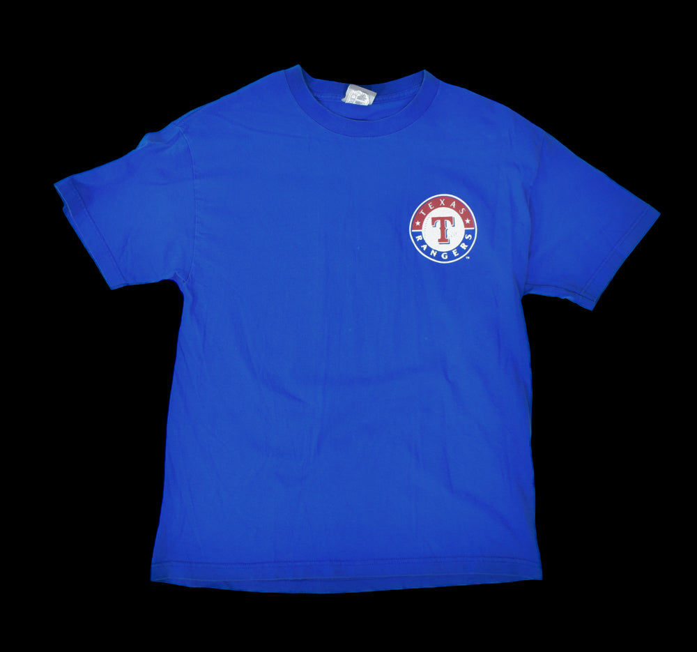 Texas Rangers Mens T-Shirt MLB Baseball Blue Shirt Large Used Adult Vintage