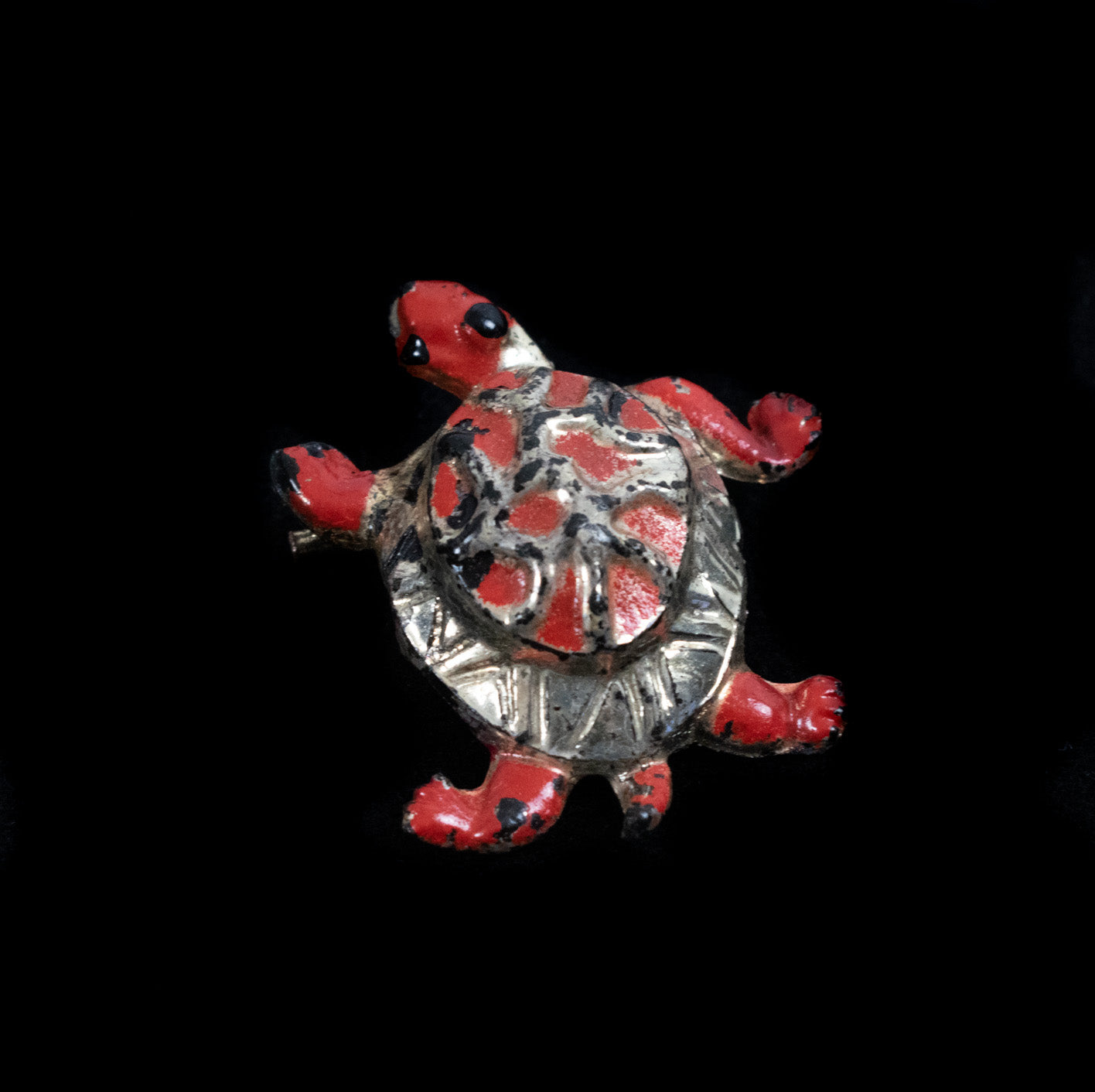 Turtle Pin Vintage Pin Used Red and Silver Turtle Pin
