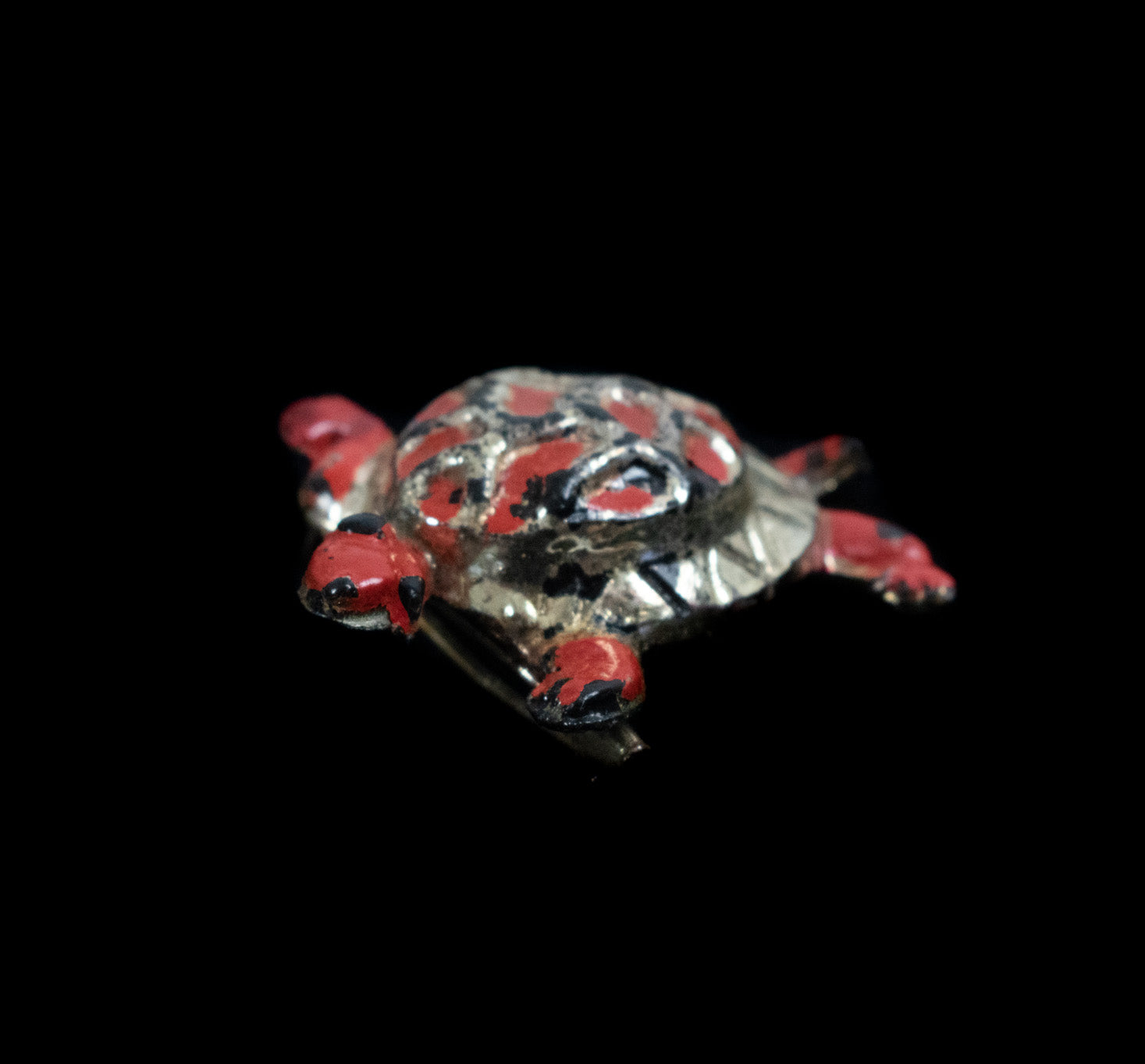 Turtle Pin Vintage Pin Used Red and Silver Turtle Pin