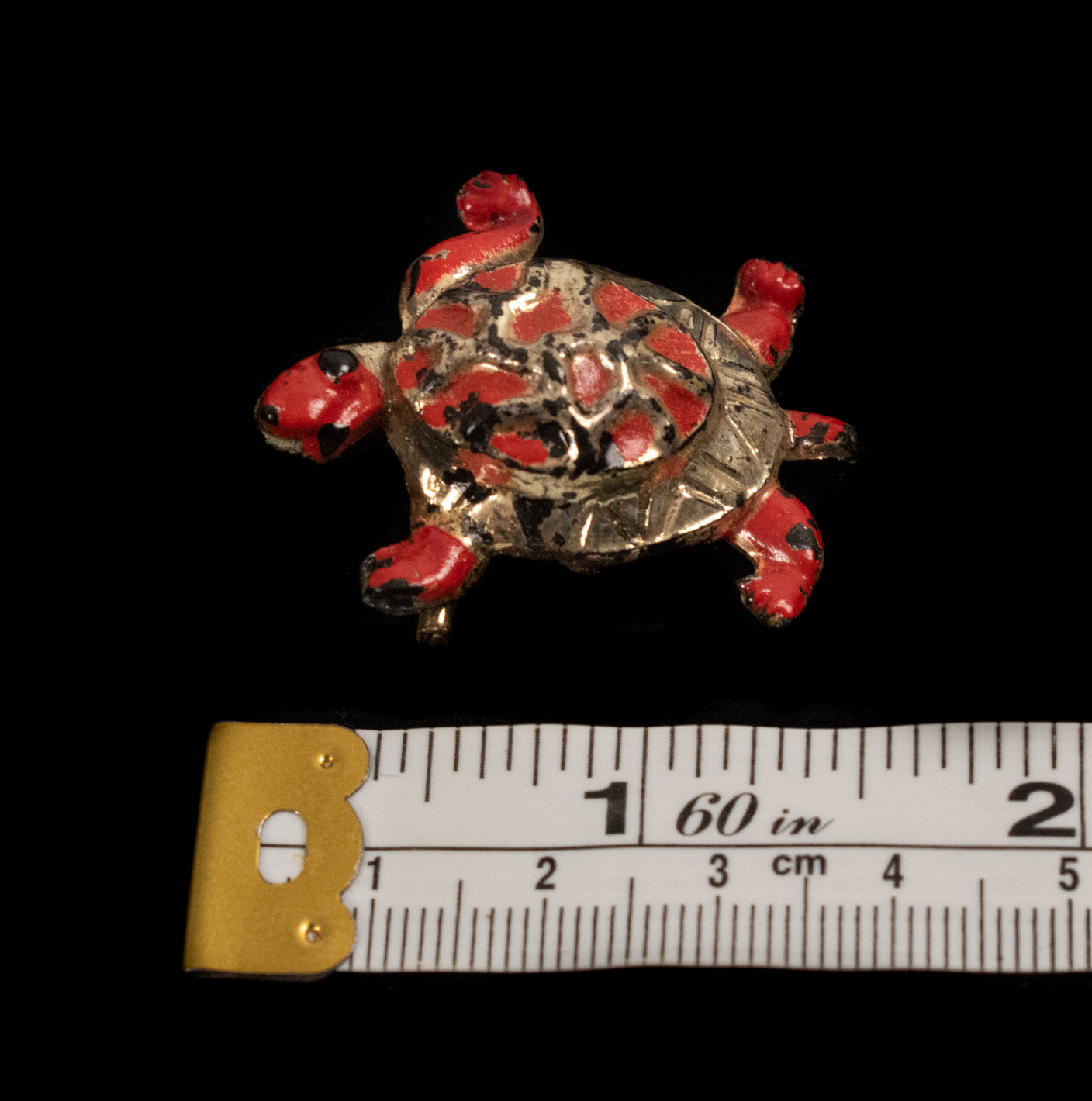 Turtle Pin Vintage Pin Used Red and Silver Turtle Pin