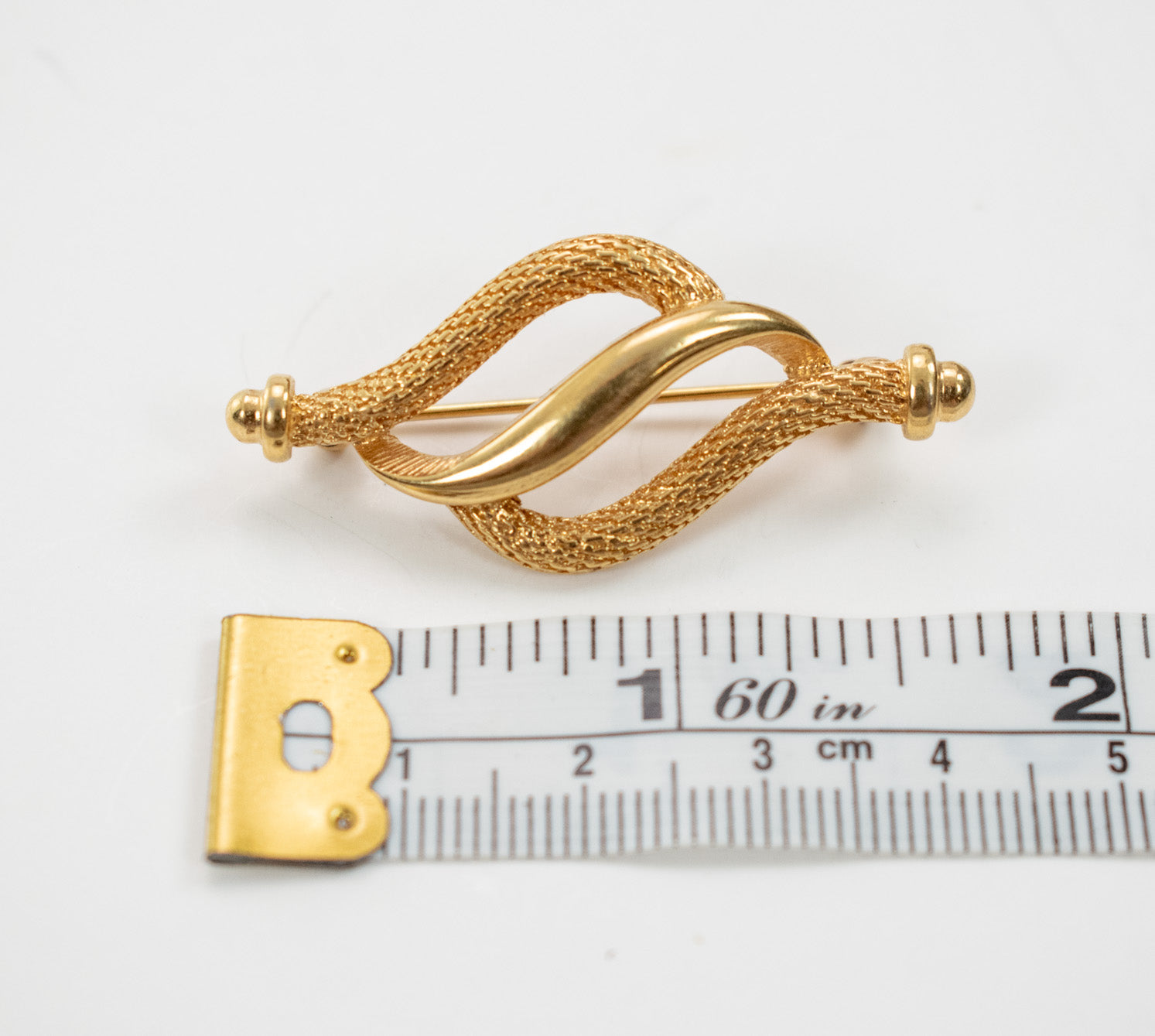 Brooch Pin golden spiral design vintage latch sweater pin used