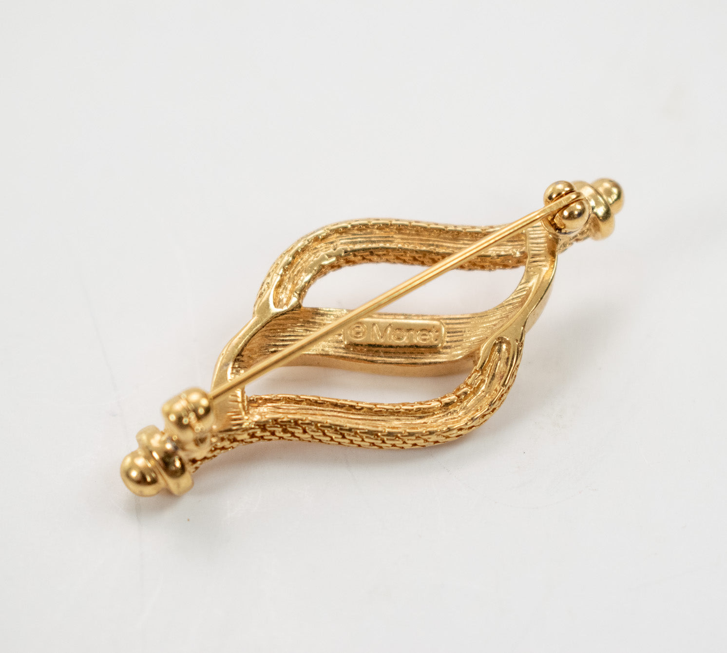 Brooch Pin golden spiral design vintage latch sweater pin used