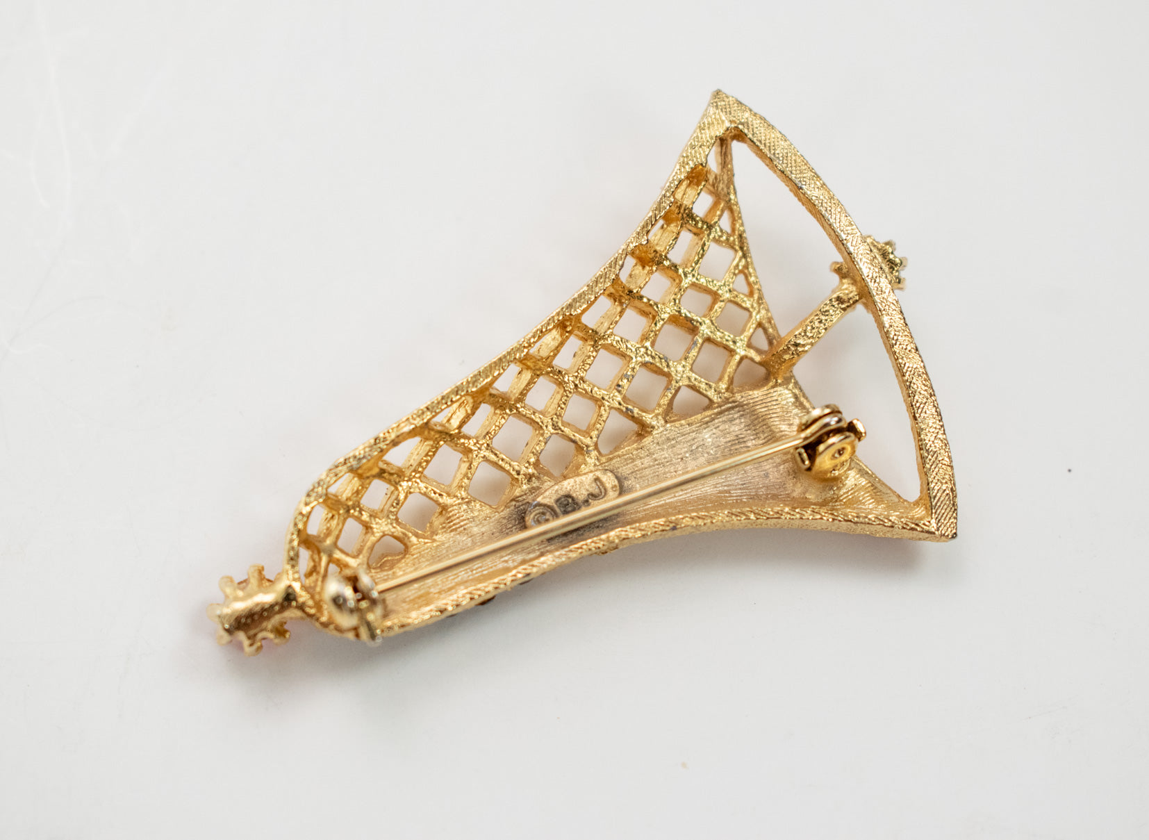 Brooch Pin 2 inch Christmas Bell Holiday Collectible Pin Used B.J Authentic Gold