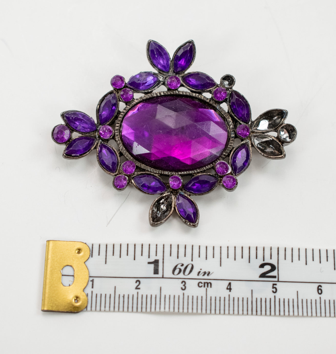 Vintage Purple Rhinestone Statement Brooch Pin Faceted Icey Ice 2