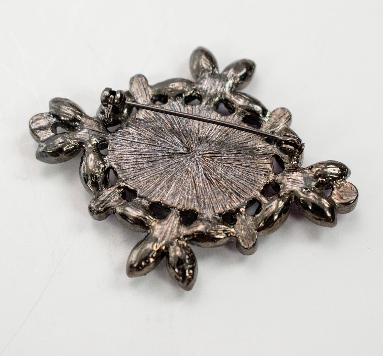 Vintage Purple Rhinestone Statement Brooch Pin Faceted Icey Ice 2