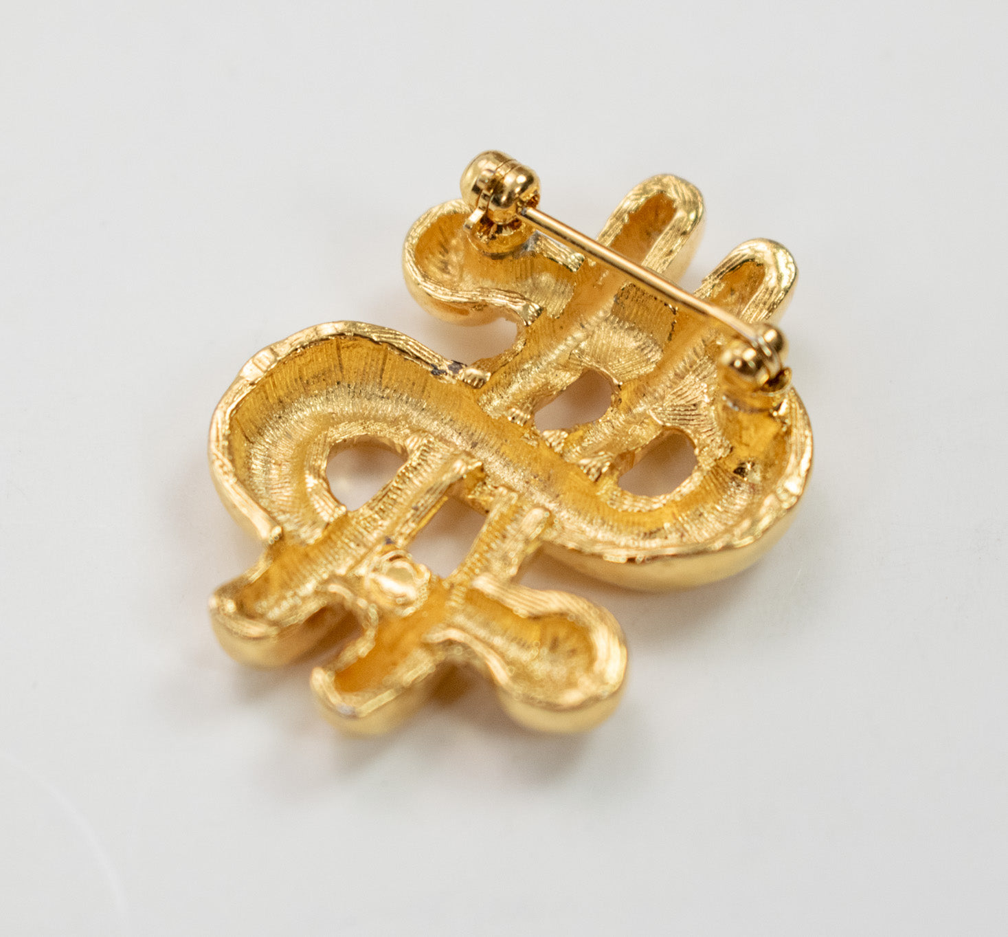Brooch Pin 1 inch Dollar sign Pin Gold color used collectible pin
