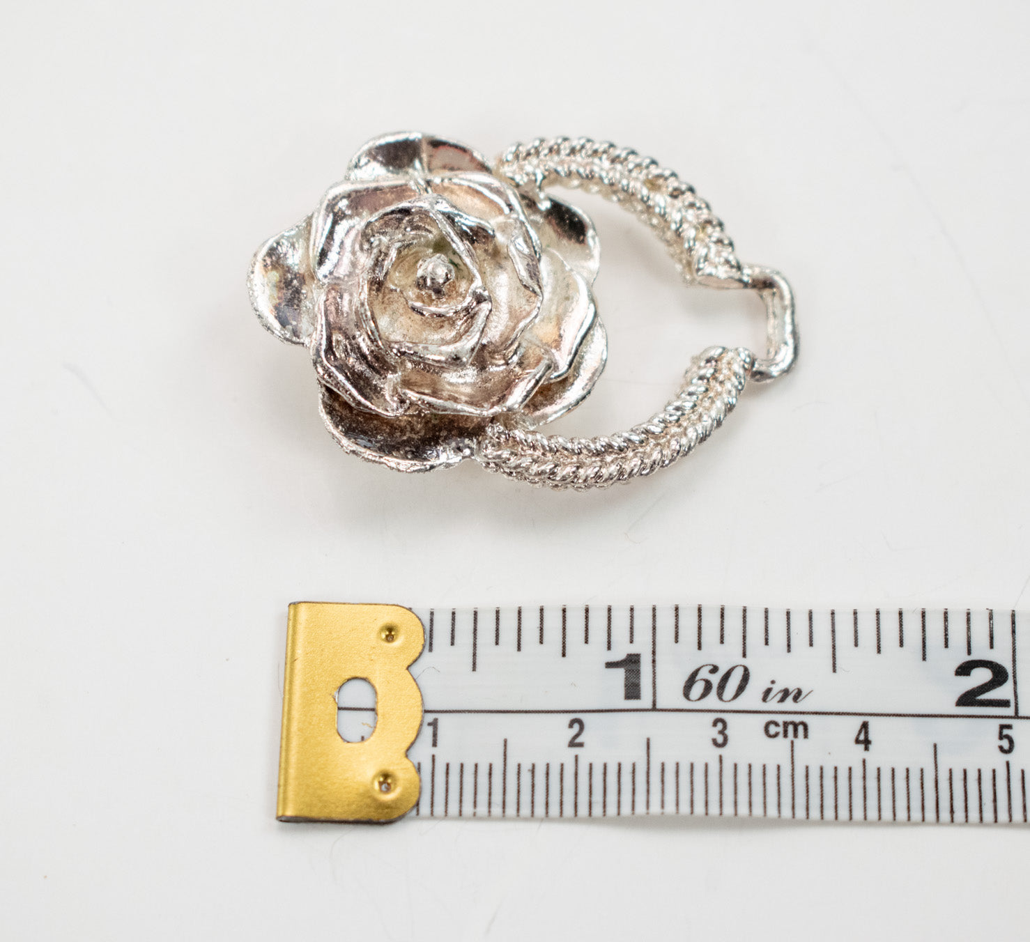 Silver Rose Pendant Brooch Pin Used Pin 1 and half inch